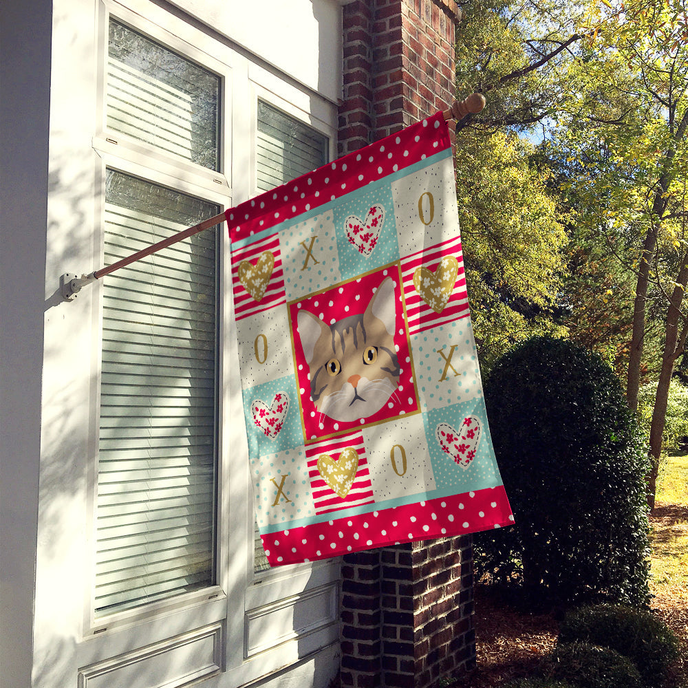 American Wirehair Cat Love House Flag 28x40 Porch Sleeve Pole Decorative Outside Yard Banner Artwork Wall Hanging, Polyester