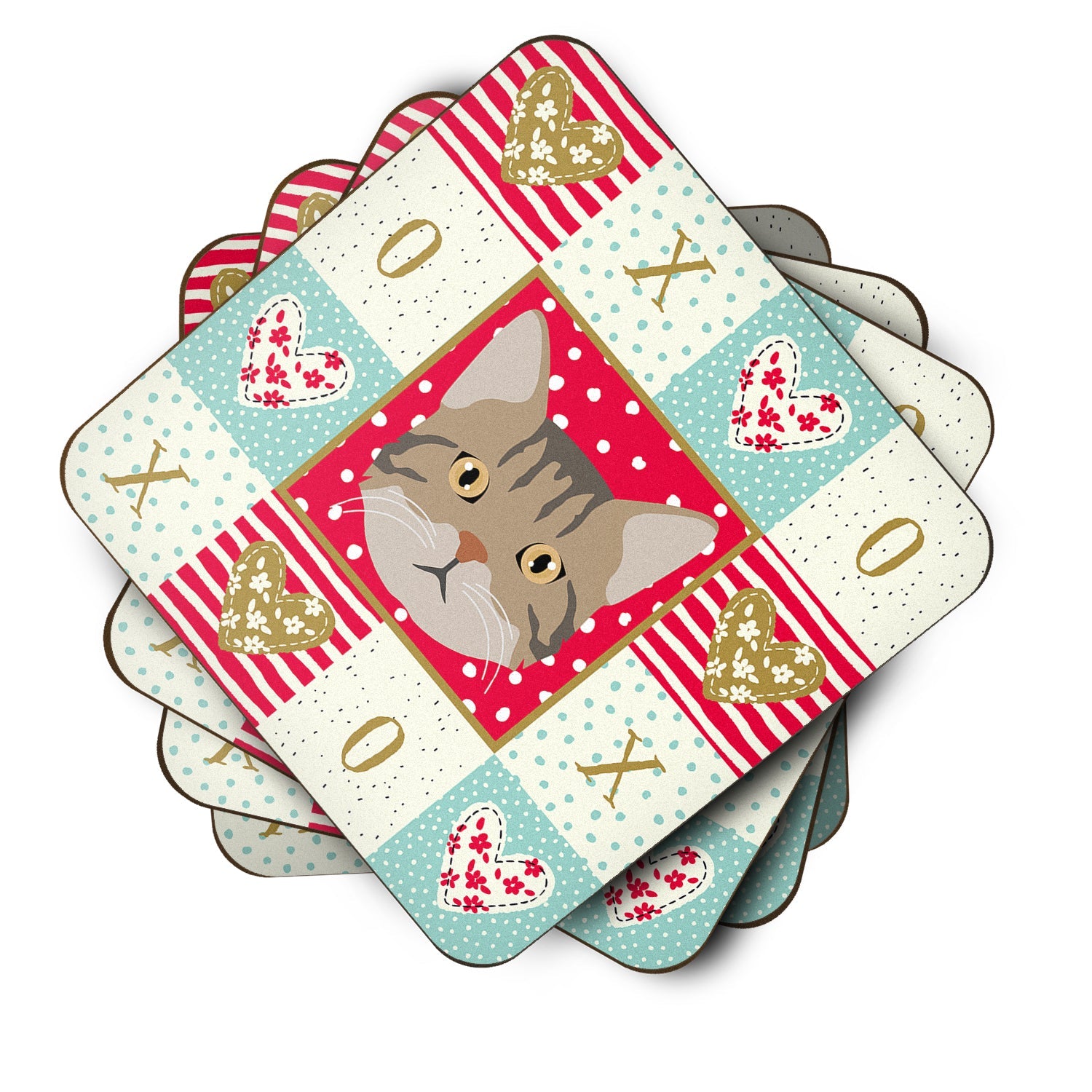American Wirehair Cat Love Foam Coasters Set of 4 Cup Coasters for Indoor Outdoor, Tabletop Protection, Anti Slip, Mouse pad Material