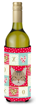 American Wirehair Cat Love Wine Bottle Hugger Gift Sleeve for Standard 750 ml Bottles, Insulated Reusable Also Fits Mini Shot & Pint Bottles
