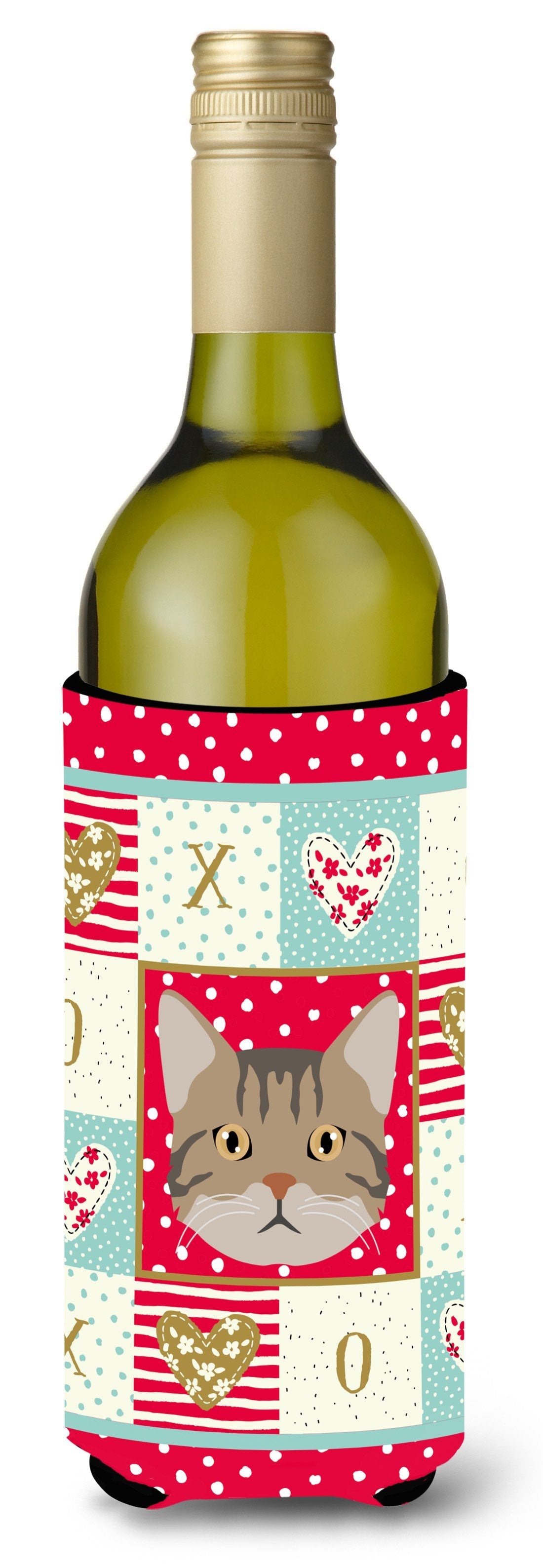 American Wirehair Cat Love Wine Bottle Hugger Gift Sleeve for Standard 750 ml Bottles, Insulated Reusable Also Fits Mini Shot & Pint Bottles