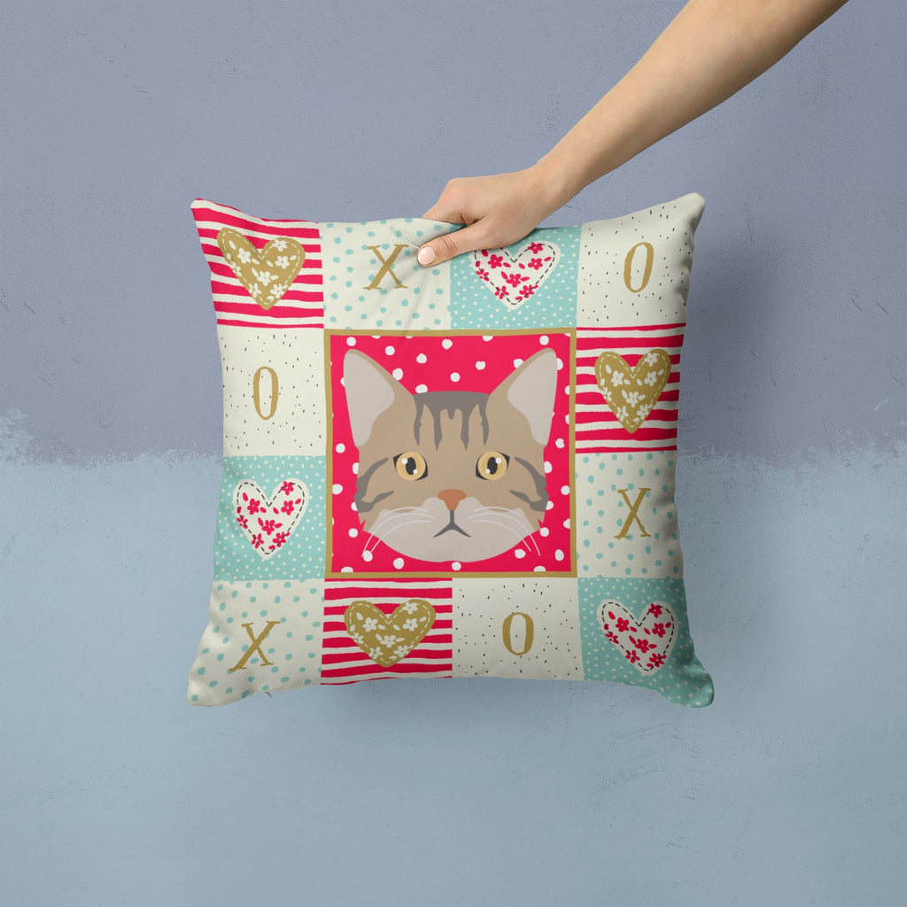 American Wirehair Cat Love Decorative Throw Pillow 14x14 Indoor Outdoor Accent Cushion, Fabric Cover with Insert for Sofa, Bed, Porch & Living Room