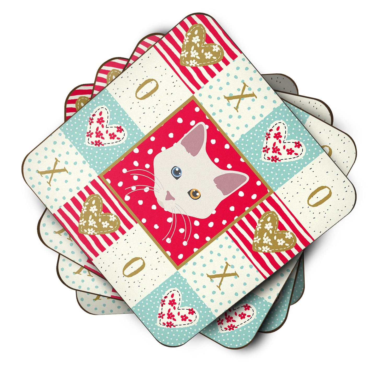 Aphrodite Giant Cat Love Foam Coasters Set of 4 Cup Coasters for Indoor Outdoor, Tabletop Protection, Anti Slip, Mouse pad Material