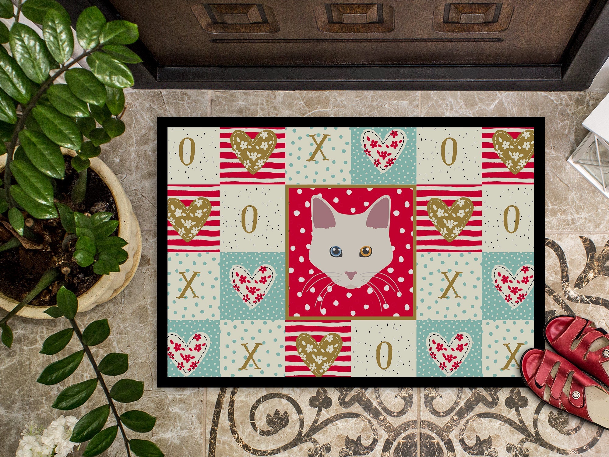 Aphrodite Giant Cat Love Doormat Indoor Outdoor 18H X 27W Front Door Mat Rugs for Entryway, Non Slip Washable