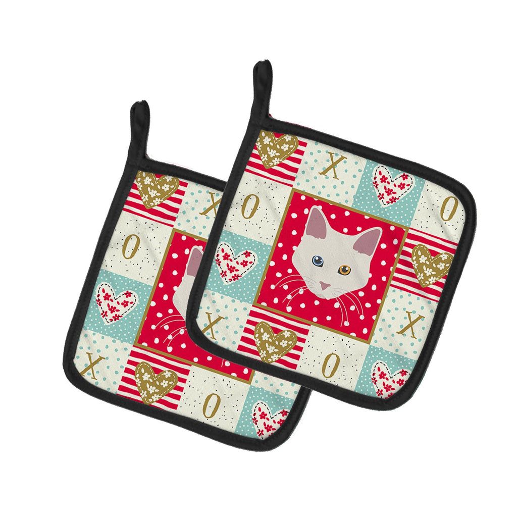 Aphrodite Giant Cat Love Pot Holder Set of 2 Heat Resistant Quilted Hot Pads 7.5 x 7.5 Inch, Insulated Kitchen Trivets for Cooking & Baking