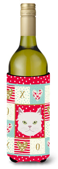 Asian Semi Longhaired Cat Love Wine Bottle Hugger Gift Sleeve for Standard 750 ml Bottles, Insulated Reusable Also Fits Mini Shot & Pint Bottles
