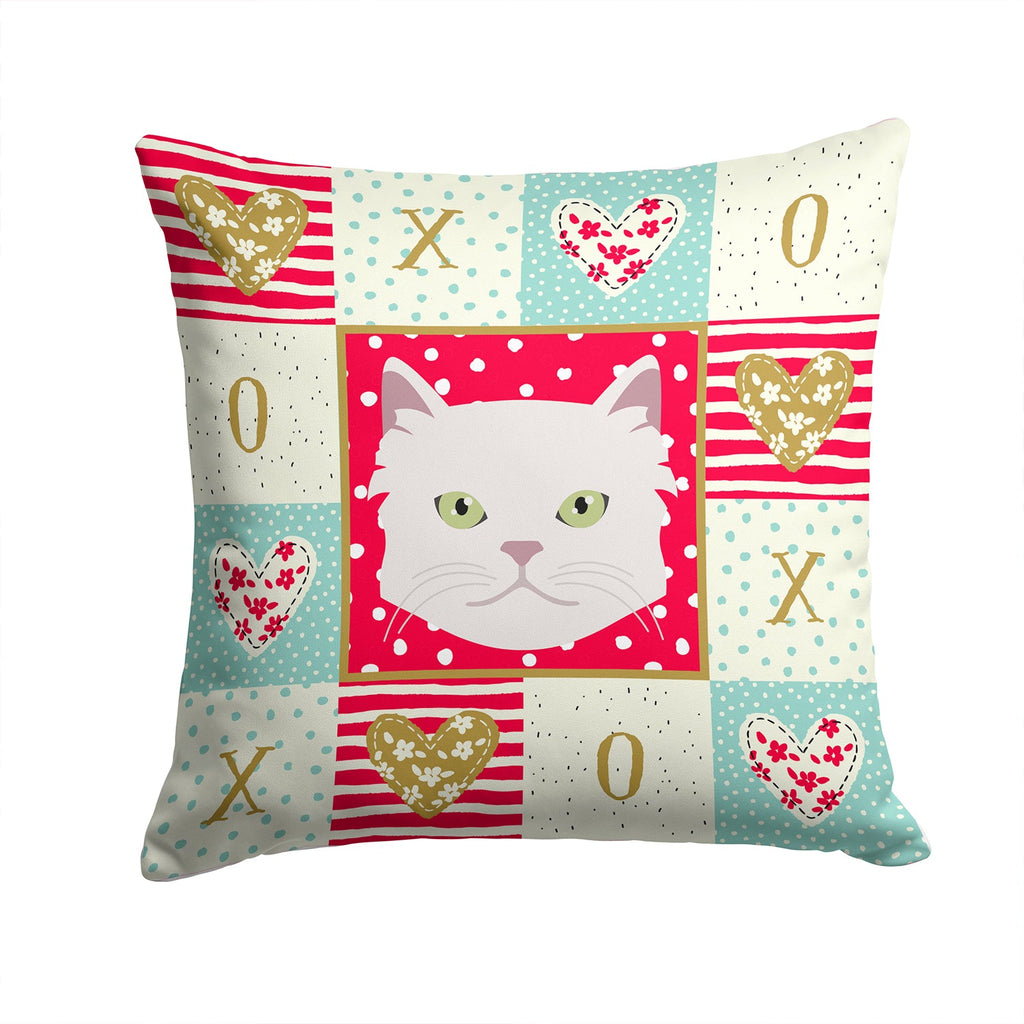 Asian Semi Longhaired Cat Love Decorative Throw Pillow 14x14 Indoor Outdoor Accent Cushion, Fabric Cover with Insert for Sofa, Bed, Porch & Living Room