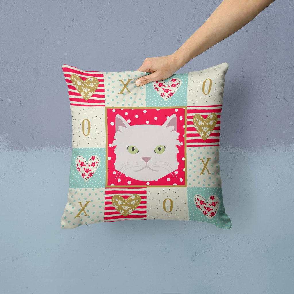 Asian Semi Longhaired Cat Love Decorative Throw Pillow 14x14 Indoor Outdoor Accent Cushion, Fabric Cover with Insert for Sofa, Bed, Porch & Living Room