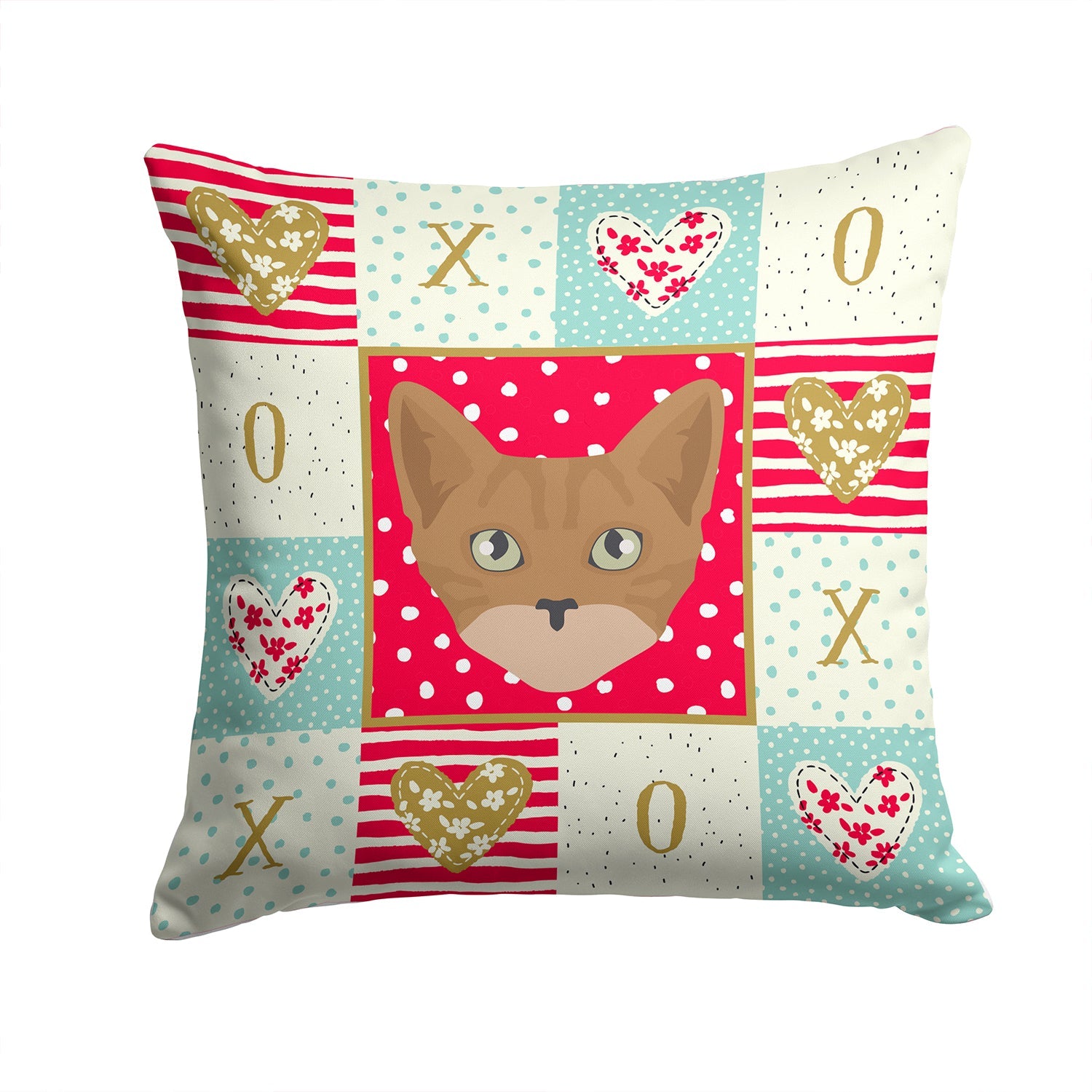 Australian Mist Cat Love Decorative Throw Pillow 14x14 Indoor Outdoor Accent Cushion, Fabric Cover with Insert for Sofa, Bed, Porch & Living Room