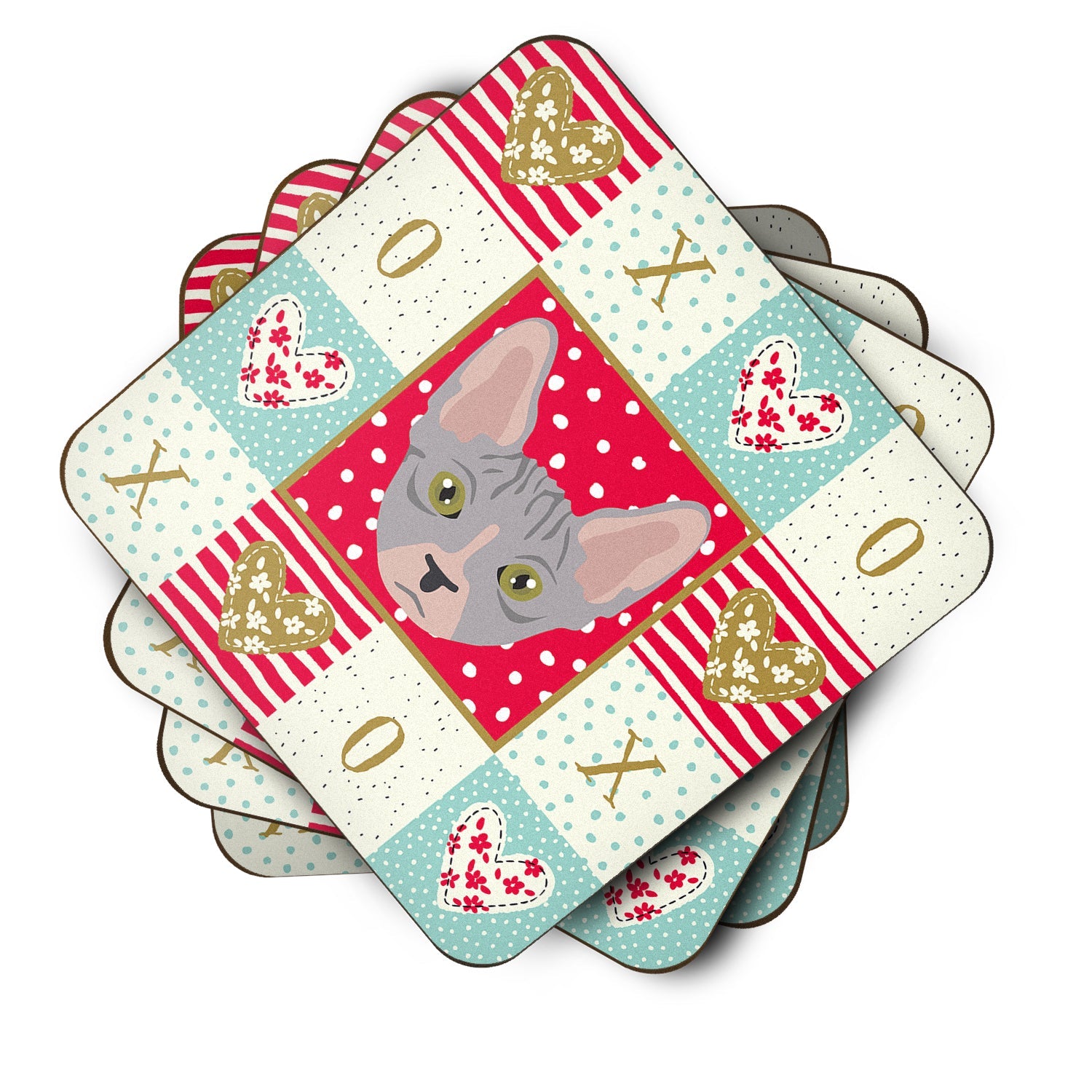 Bambino Cat Love Foam Coasters Set of 4 Cup Coasters for Indoor Outdoor, Tabletop Protection, Anti Slip, Mouse pad Material