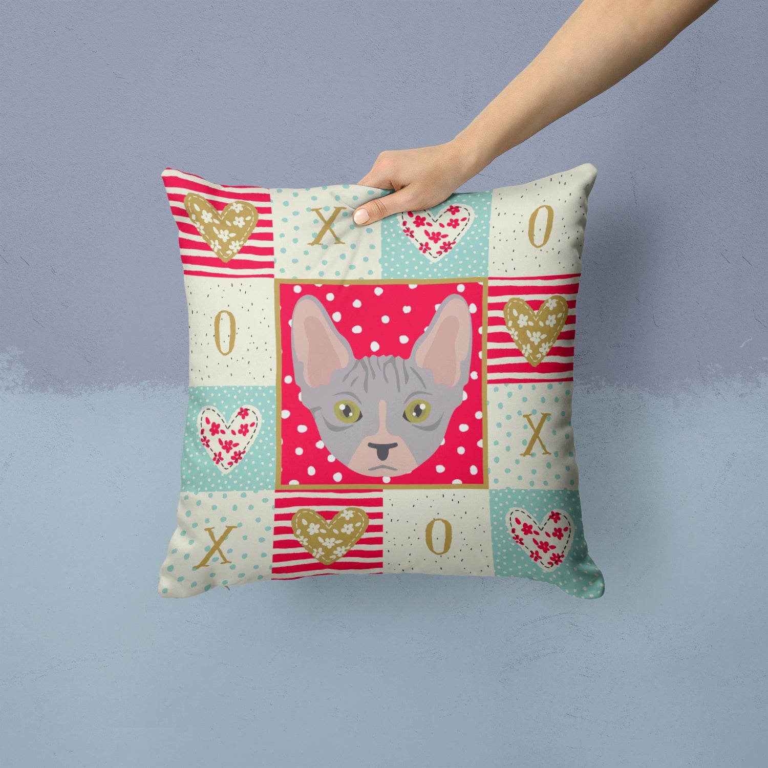 Bambino Cat Love Decorative Throw Pillow 14x14 Indoor Outdoor Accent Cushion, Fabric Cover with Insert for Sofa, Bed, Porch & Living Room