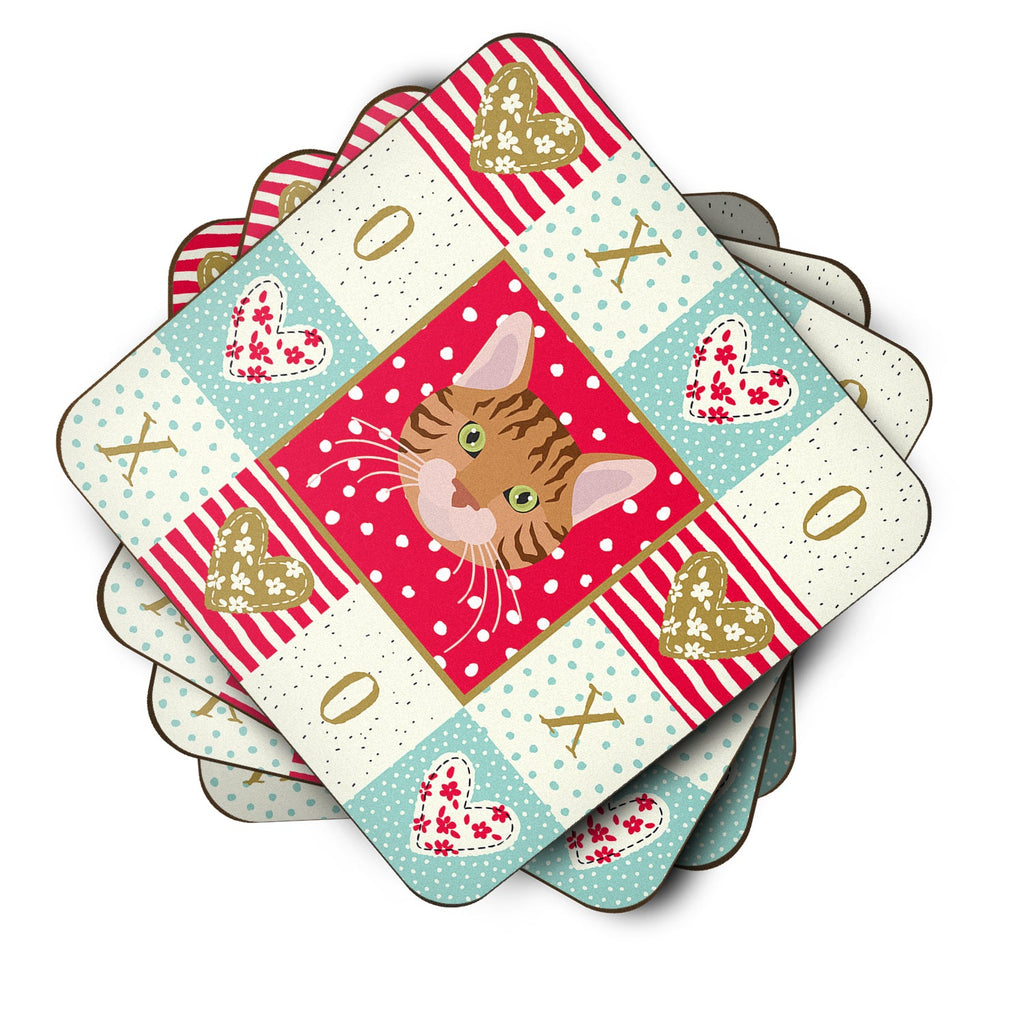 Bengal Cat Love Foam Coasters Set of 4 Cup Coasters for Indoor Outdoor, Tabletop Protection, Anti Slip, Mouse pad Material