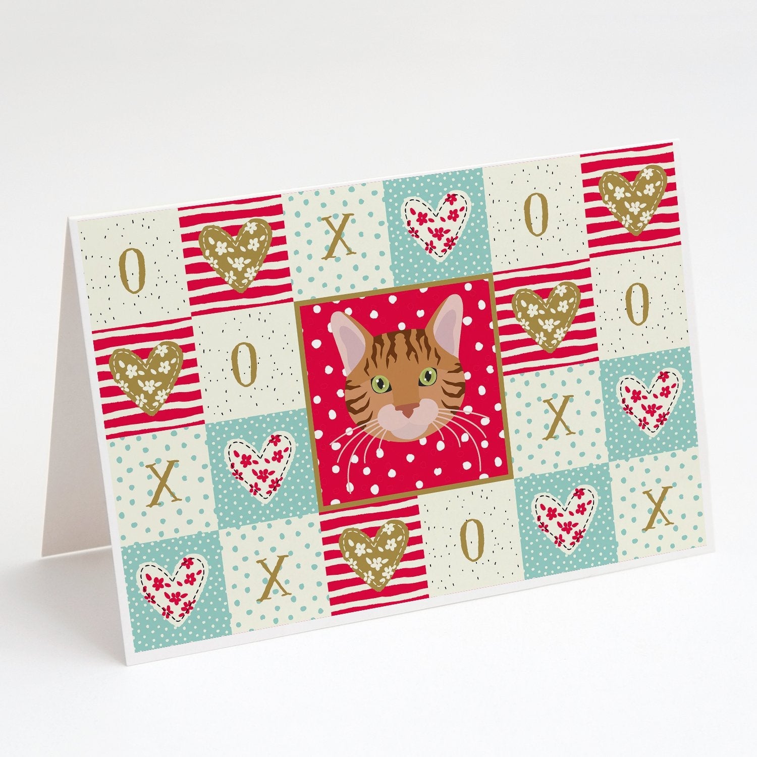 Bengal Cat Love Greeting Cards Pack of 8 Blank Cards with Envelopes Whimsical A7 Size 5x7