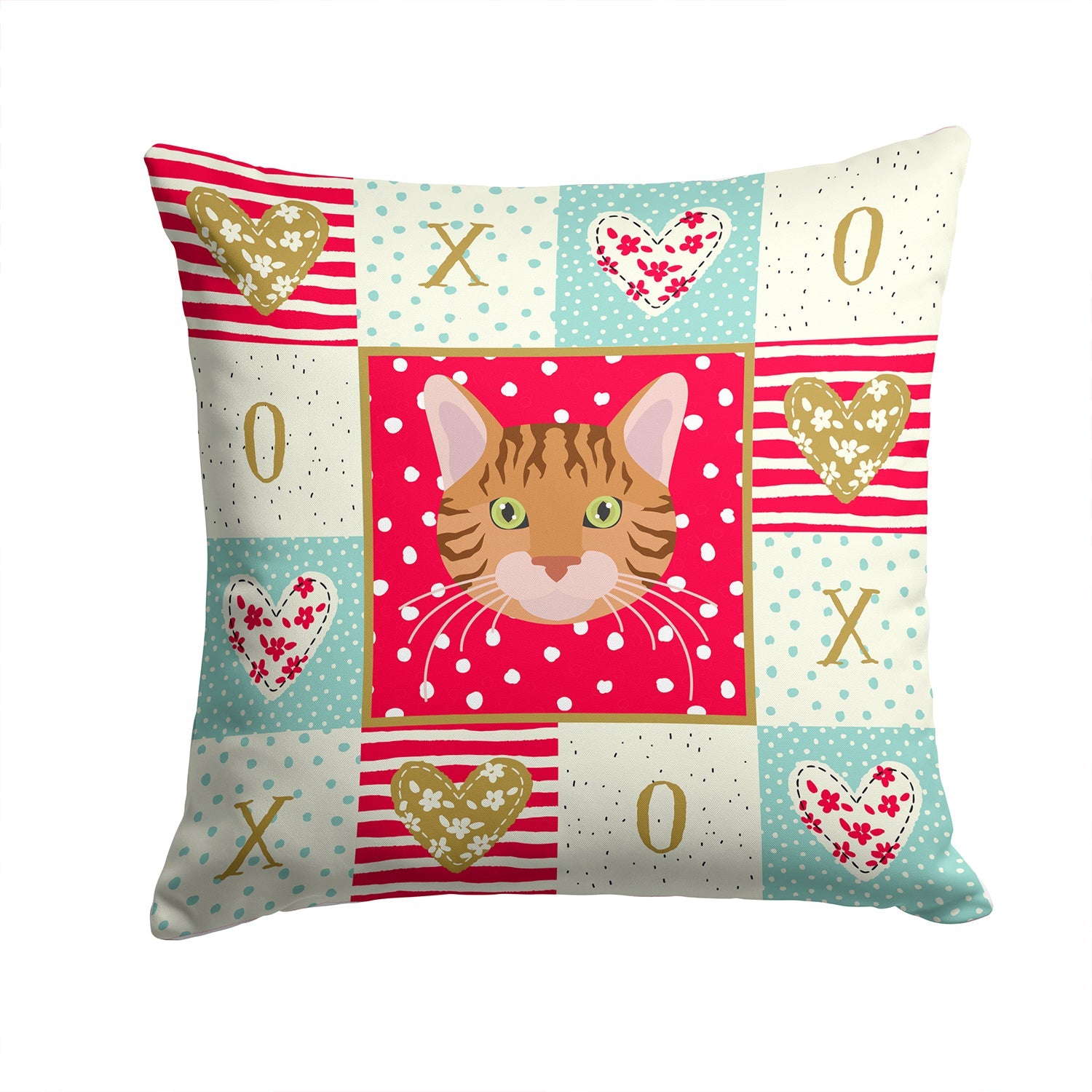 Bengal Cat Love Decorative Throw Pillow 14x14 Indoor Outdoor Accent Cushion, Fabric Cover with Insert for Sofa, Bed, Porch & Living Room