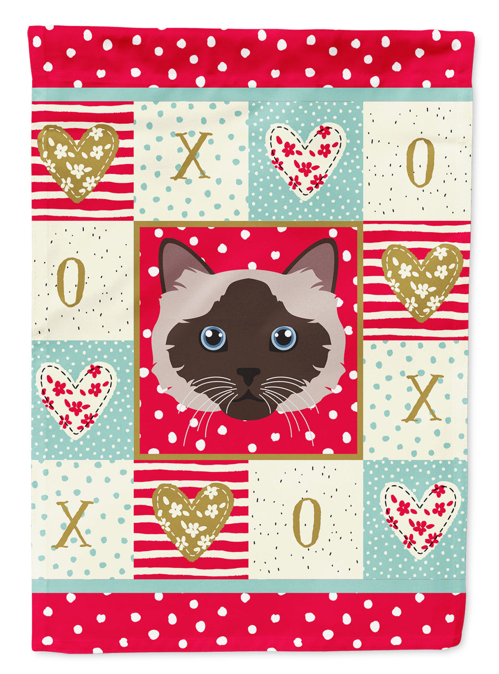 Birman Cat Love House Flag 28x40 Porch Sleeve Pole Decorative Outside Yard Banner Artwork Wall Hanging, Polyester