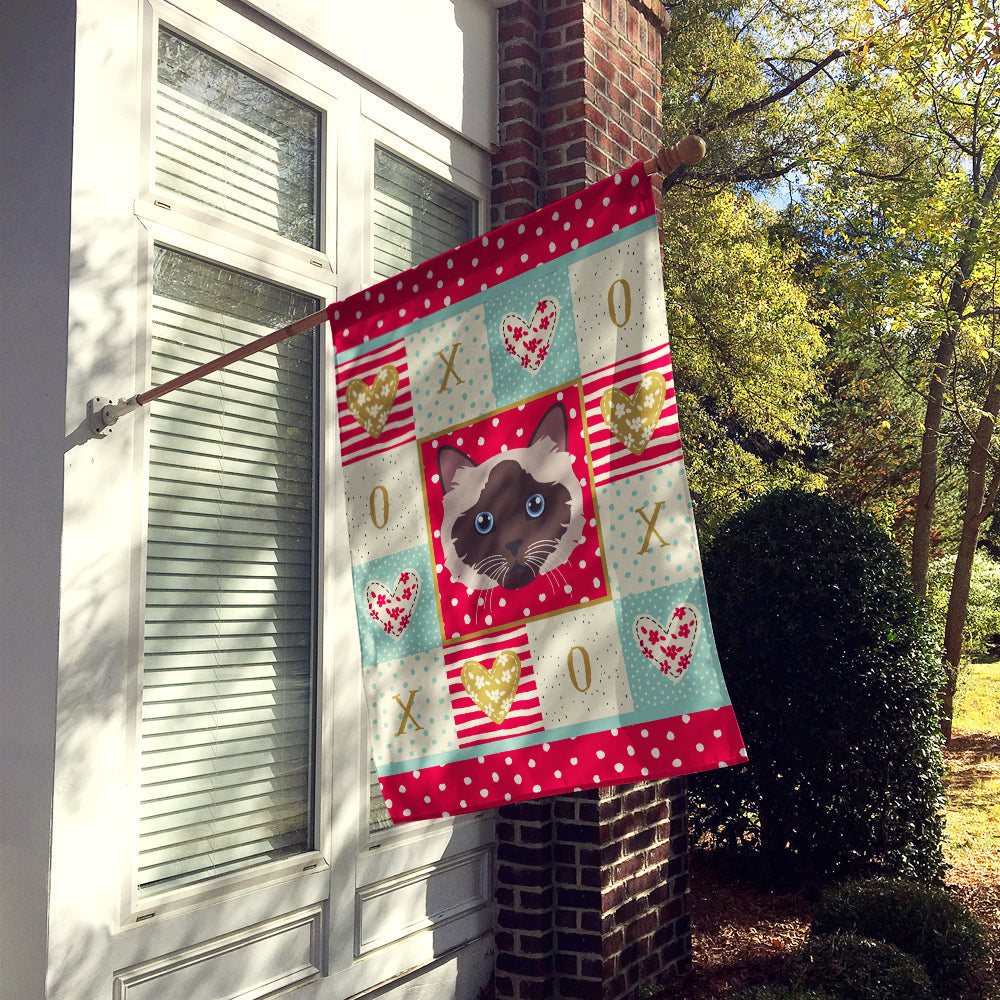 Birman Cat Love House Flag 28x40 Porch Sleeve Pole Decorative Outside Yard Banner Artwork Wall Hanging, Polyester