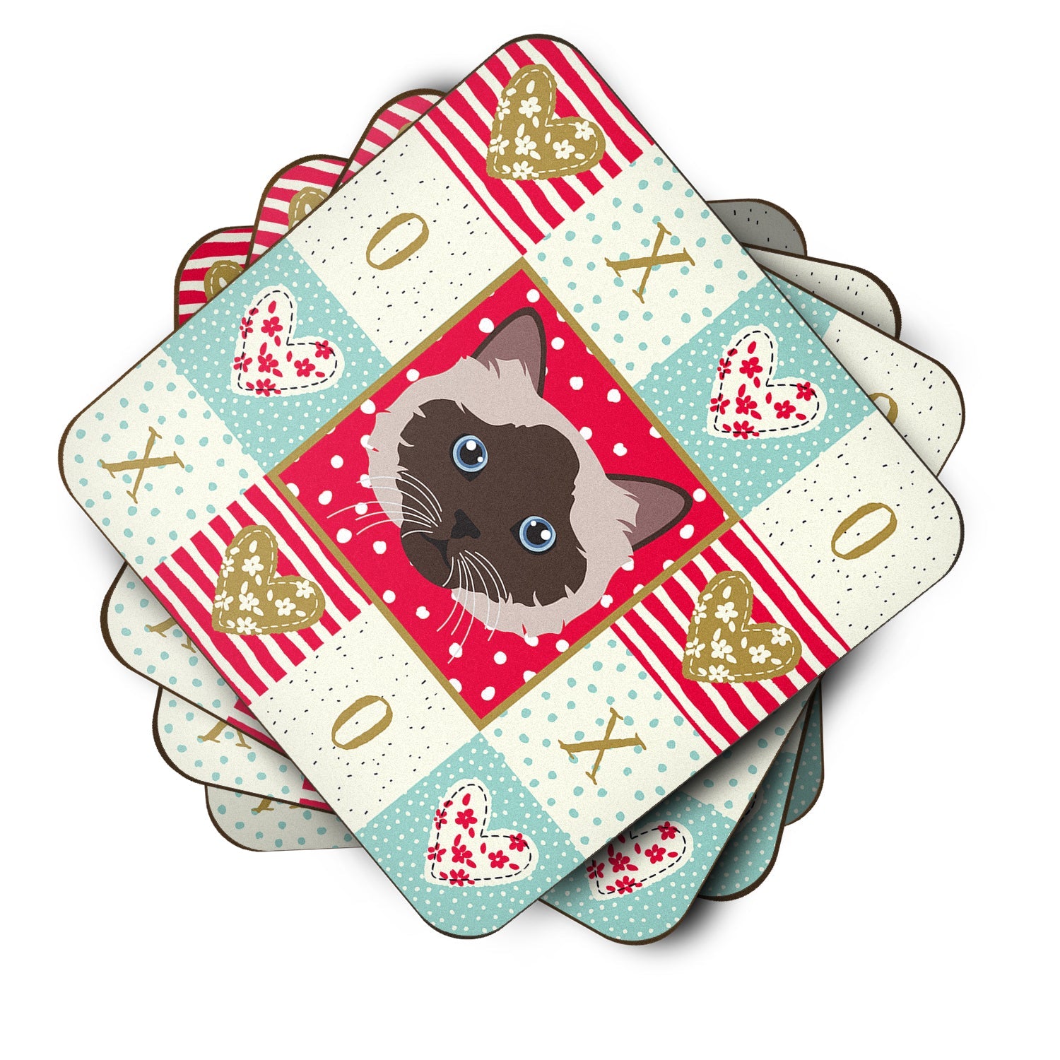 Birman Cat Love Foam Coasters Set of 4 Cup Coasters for Indoor Outdoor, Tabletop Protection, Anti Slip, Mouse pad Material