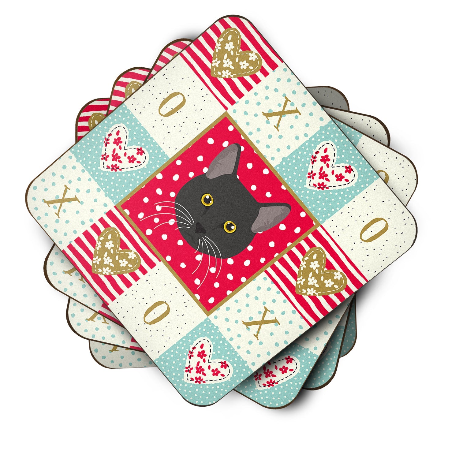 Bombay Cat Love Foam Coasters Set of 4 Cup Coasters for Indoor Outdoor, Tabletop Protection, Anti Slip, Mouse pad Material