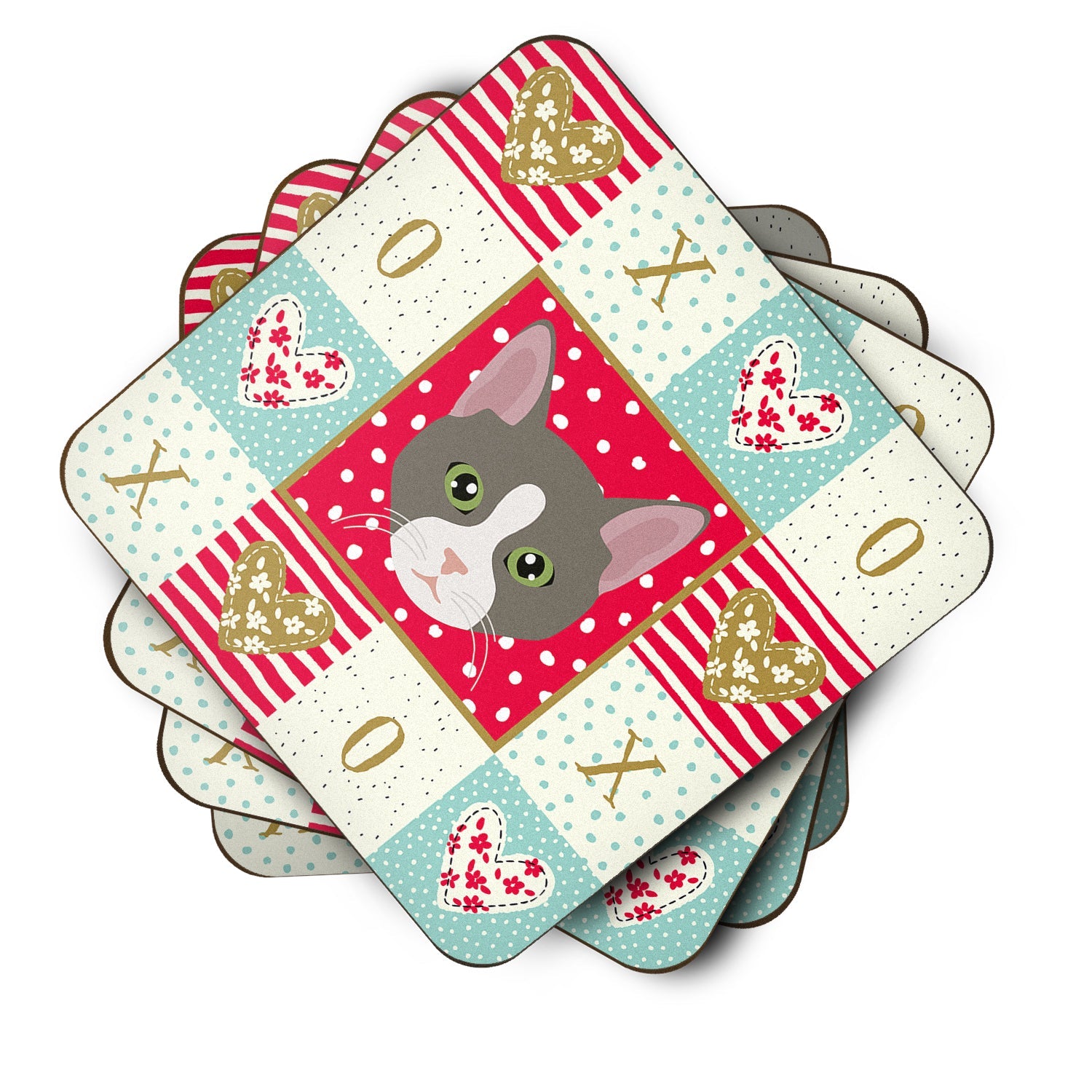 Brazilian Shorthair Cat Love Foam Coasters Set of 4 Cup Coasters for Indoor Outdoor, Tabletop Protection, Anti Slip, Mouse pad Material