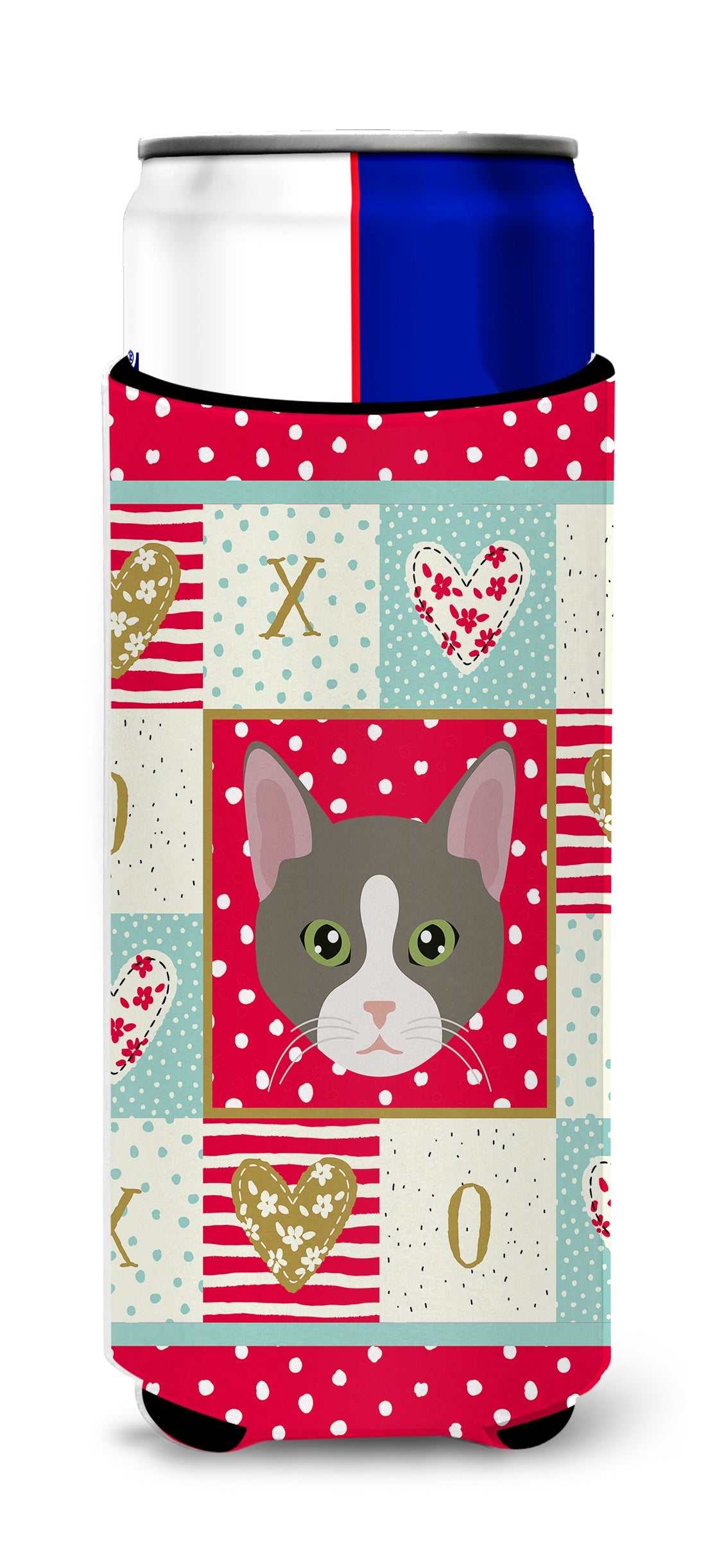 Brazilian Shorthair Cat Love Slim Can Hugger , Insulated Foam Hugger for 12 oz Slim Cans, Beer Bottles & Water Bottles, Printed in USA