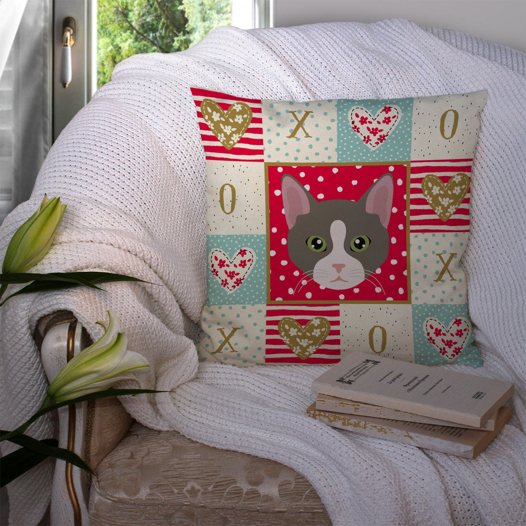 Brazilian Shorthair Cat Love Decorative Throw Pillow 14x14 Indoor Outdoor Accent Cushion, Fabric Cover with Insert for Sofa, Bed, Porch & Living Room