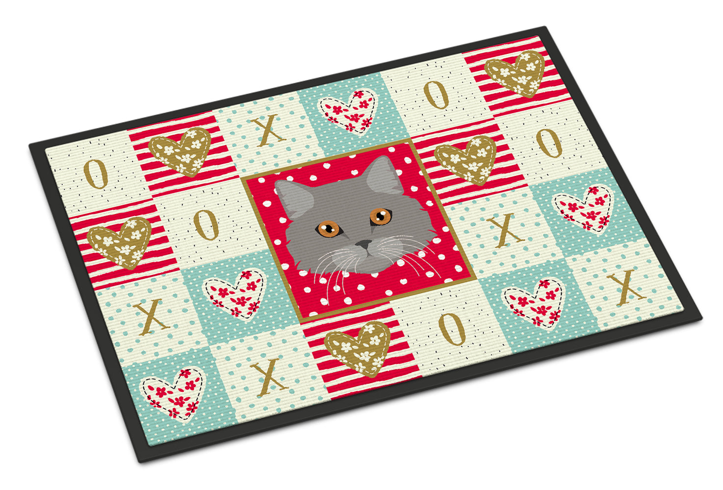 Brazilian Longhair Cat Love Doormat Indoor Outdoor 24H X 36W Front Door Mat Rugs for Entryway, Non Slip Washable Low Pile,