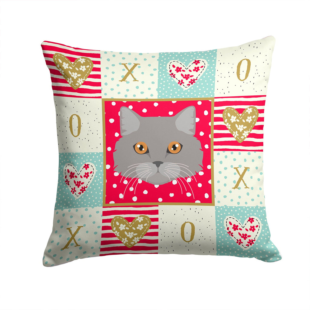 Brazilian Longhair Cat Love Decorative Throw Pillow 14x14 Indoor Outdoor Accent Cushion, Fabric Cover with Insert for Sofa, Bed, Porch & Living Room