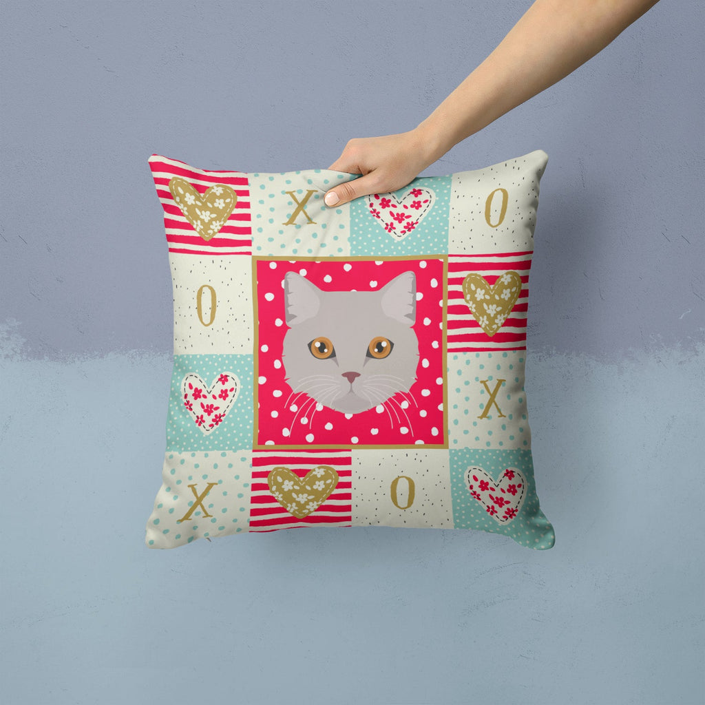 Brazilian Semi Longhair Cat Love Decorative Throw Pillow 14x14 Indoor Outdoor Accent Cushion, Fabric Cover with Insert for Sofa, Bed, Porch & Living Room