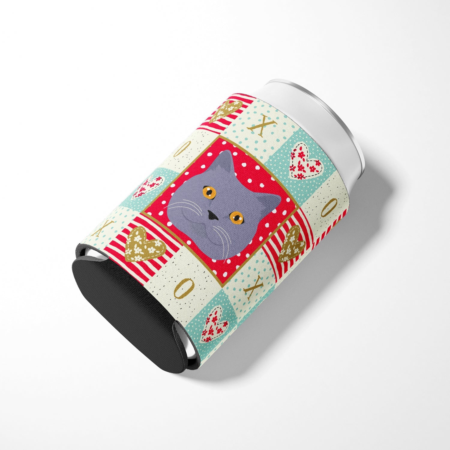 British Shorthair Cat Love Can or Bottle Hugger Cooler Sleeve for Standard 12 oz Cans, Insulated Foam Beer & Soda Can Hugger Reusable