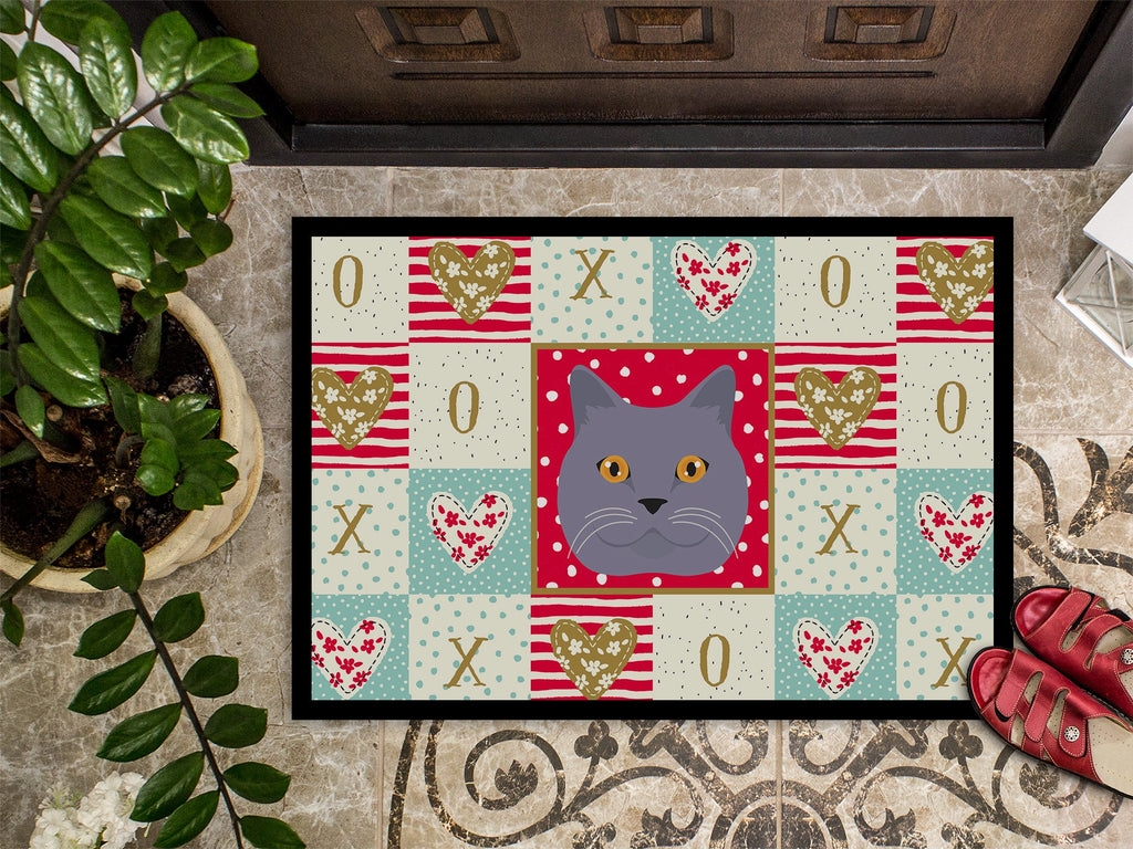 British Shorthair Cat Love Doormat Indoor Outdoor 18H X 27W Front Door Mat Rugs for Entryway, Non Slip Washable