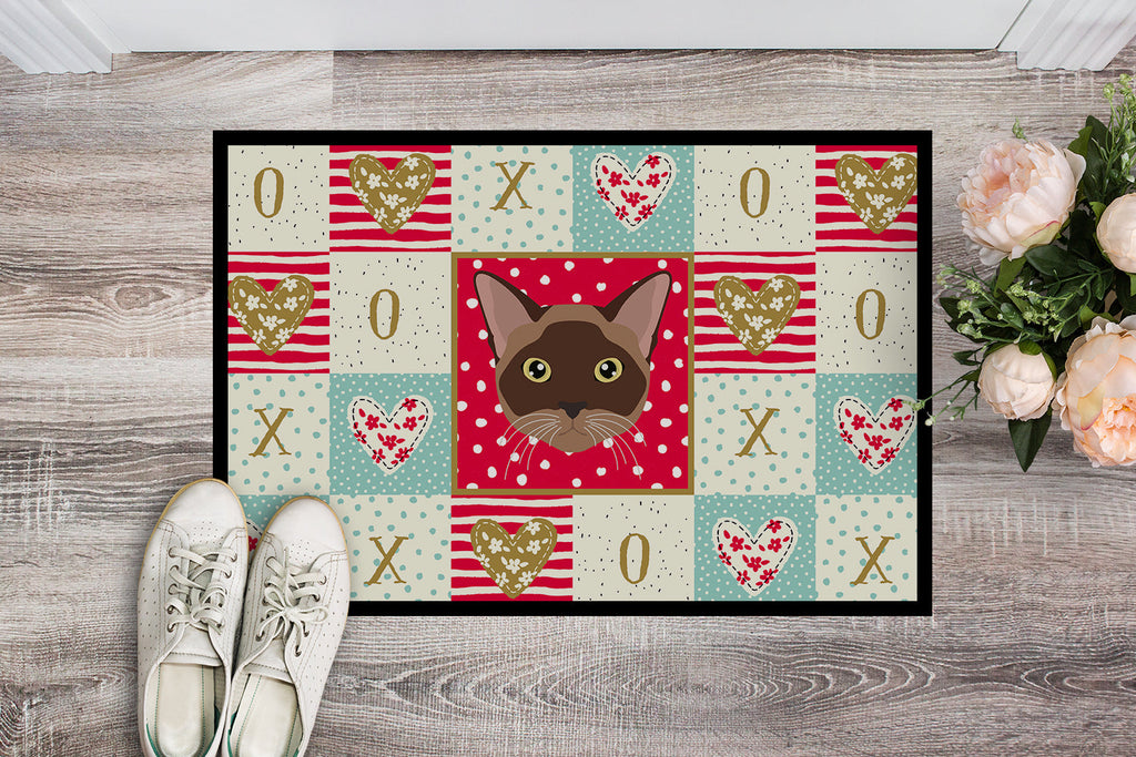 Burmese Cat Love Doormat Indoor Outdoor 24H X 36W Front Door Mat Rugs for Entryway, Non Slip Washable Low Pile,