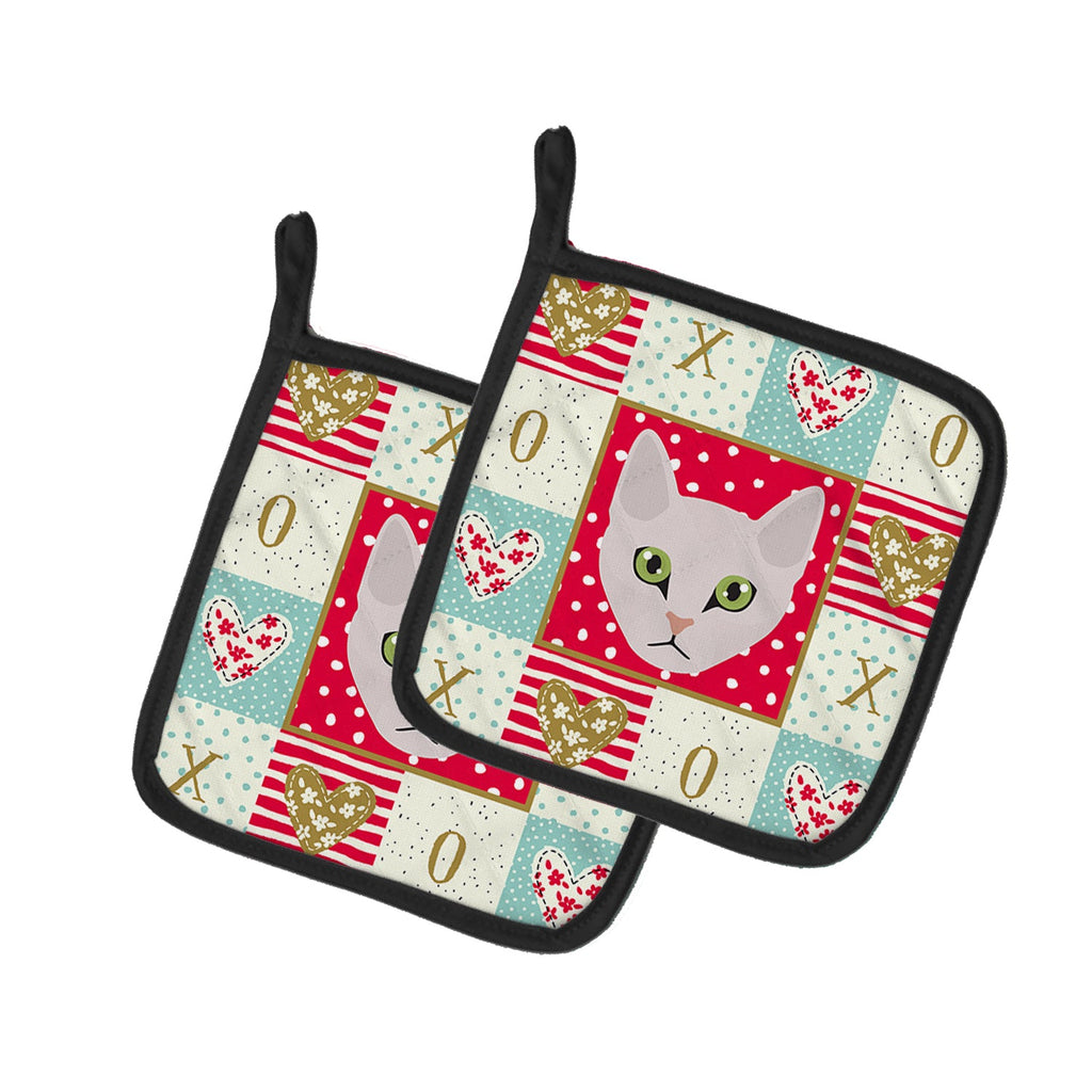 Burmilla Cat Love Pot Holder Set of 2 Heat Resistant Quilted Hot Pads 7.5 x 7.5 Inch, Insulated Kitchen Trivets for Cooking & Baking
