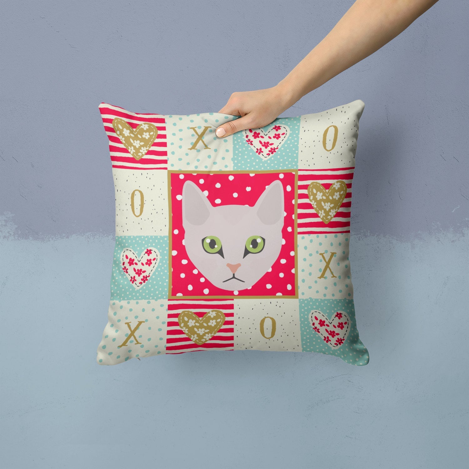 Burmilla Cat Love Decorative Throw Pillow 14x14 Indoor Outdoor Accent Cushion, Fabric Cover with Insert for Sofa, Bed, Porch & Living Room
