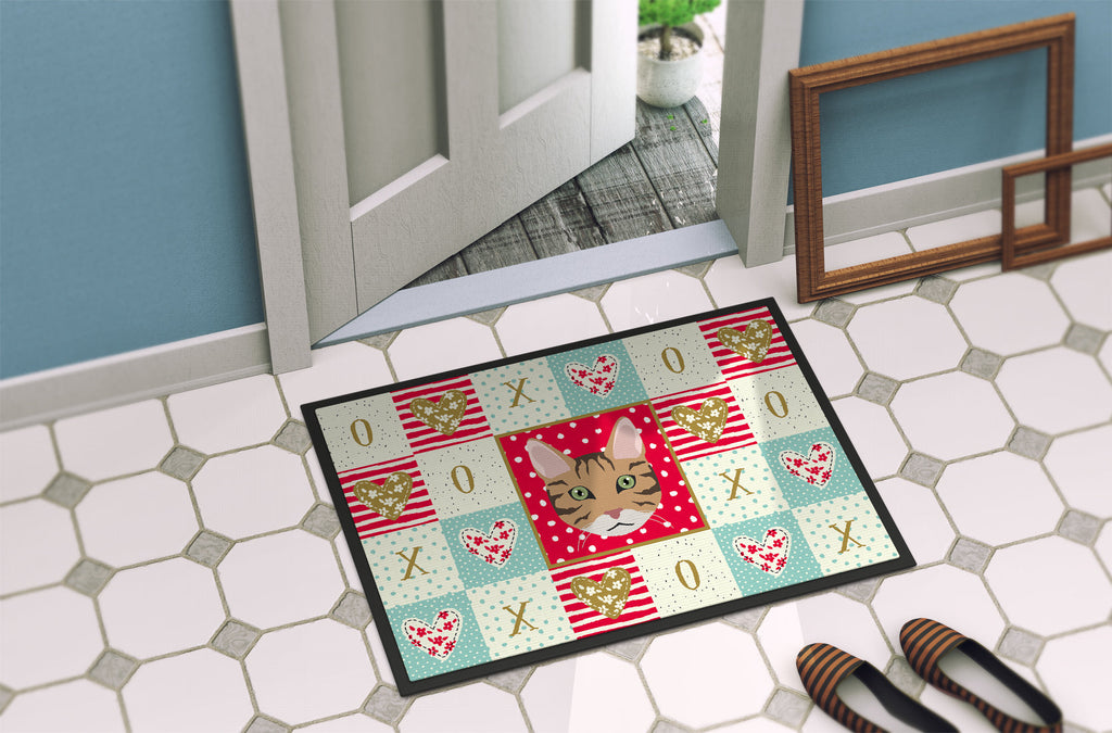 California Spangled Cat Love Doormat Indoor Outdoor 18H X 27W Front Door Mat Rugs for Entryway, Non Slip Washable
