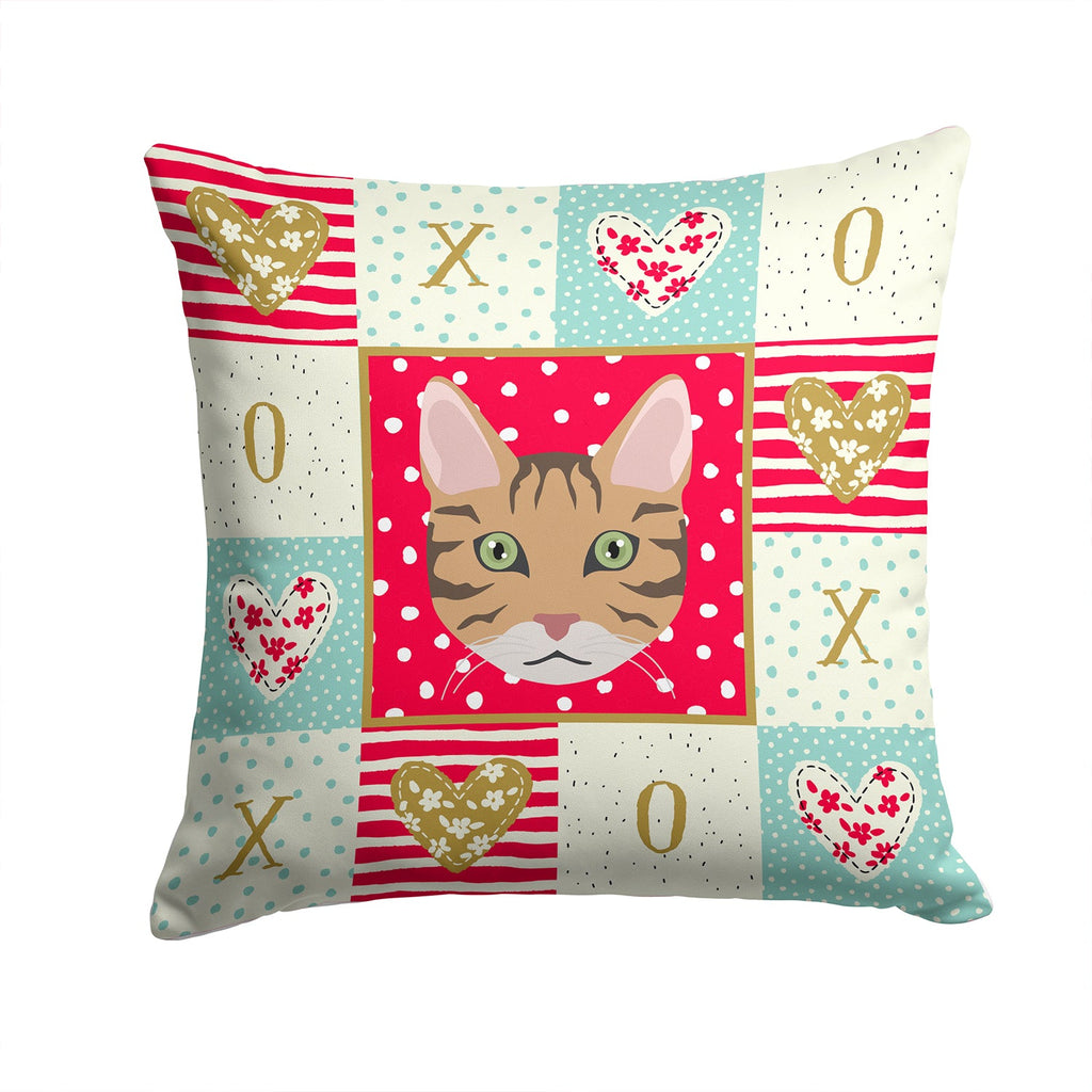 California Spangled Cat Love Decorative Throw Pillow 14x14 Indoor Outdoor Accent Cushion, Fabric Cover with Insert for Sofa, Bed, Porch & Living Room
