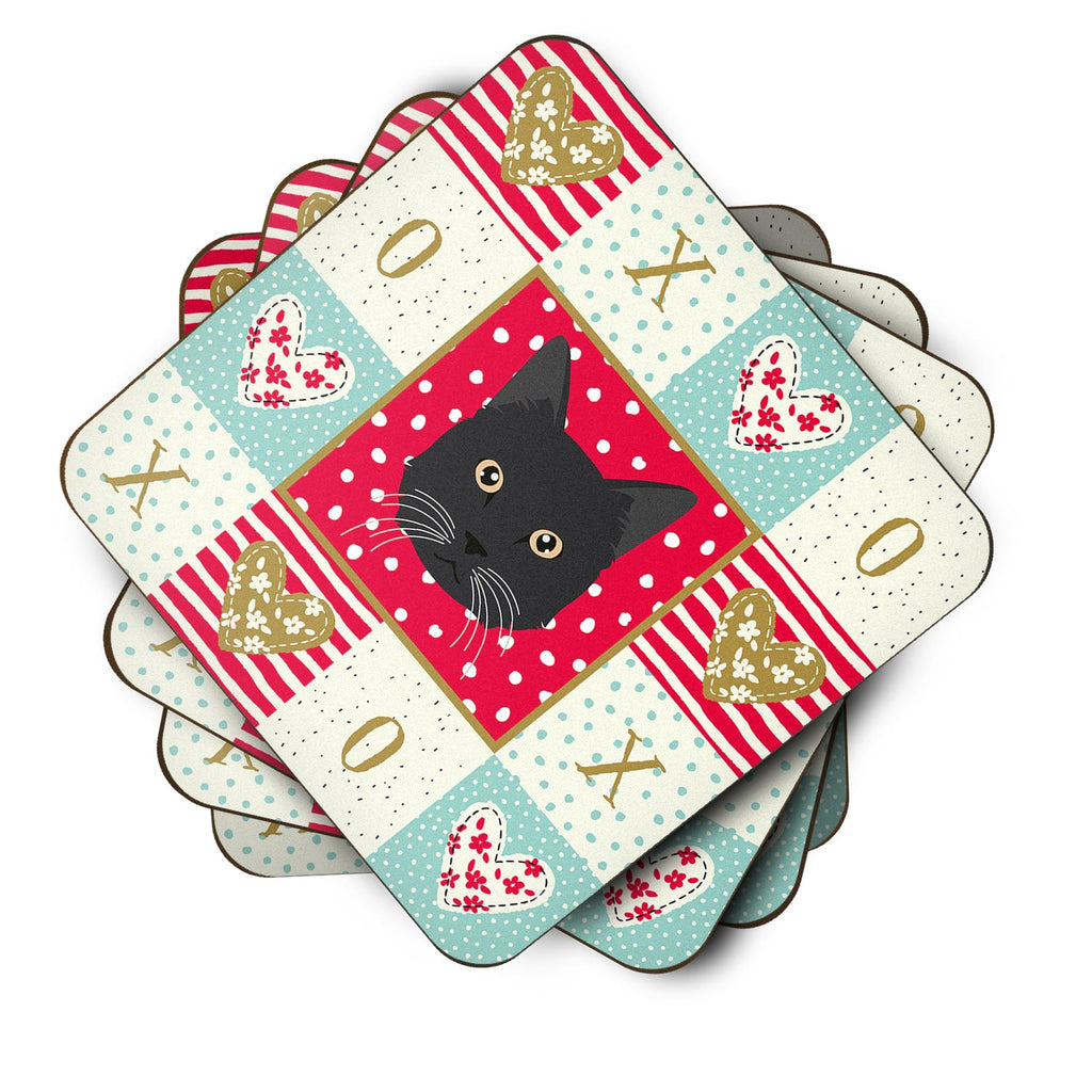 Chantilly Tiffany Cat Love Foam Coasters Set of 4 Cup Coasters for Indoor Outdoor, Tabletop Protection, Anti Slip, Mouse pad Material
