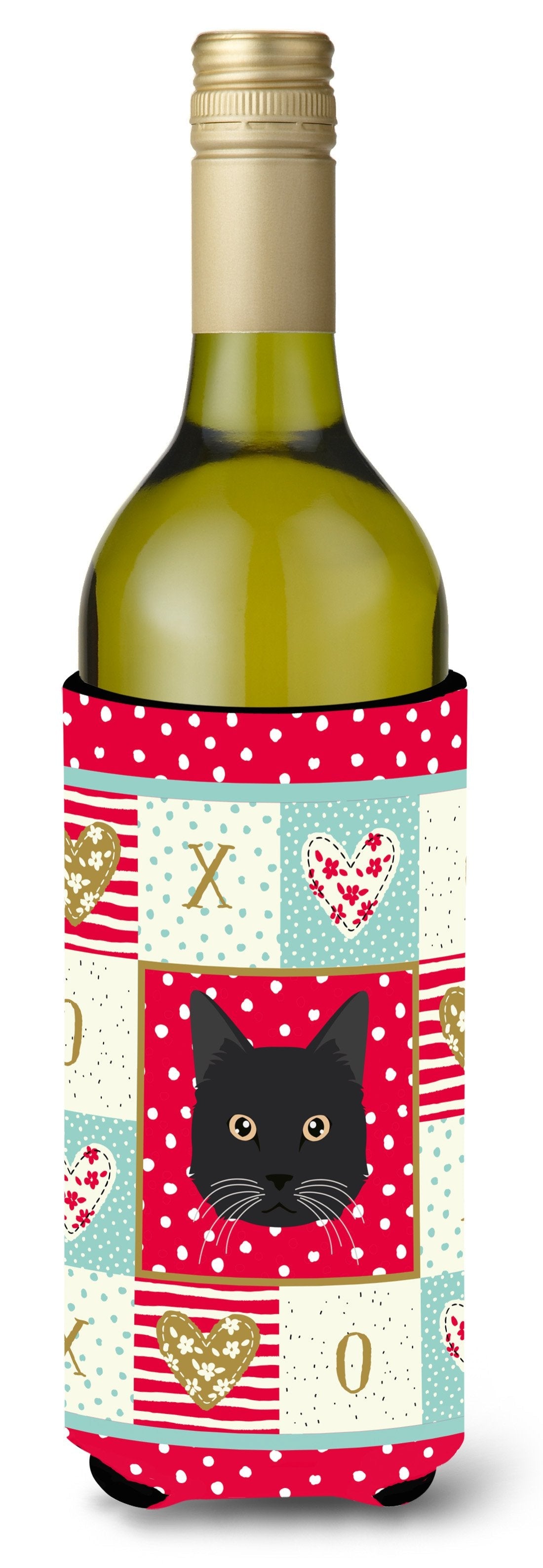 Chantilly Tiffany Cat Love Wine Bottle Hugger Gift Sleeve for Standard 750 ml Bottles, Insulated Reusable Also Fits Mini Shot & Pint Bottles
