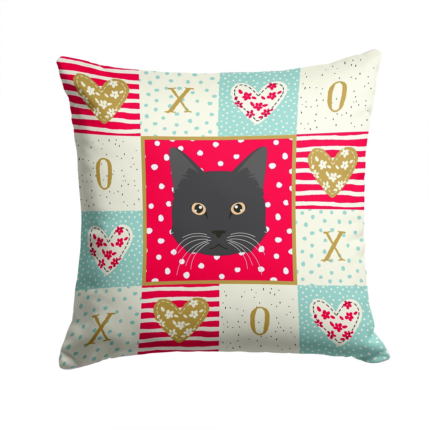 Chantilly Tiffany Cat Love Decorative Throw Pillow 14x14 Indoor Outdoor Accent Cushion, Fabric Cover with Insert for Sofa, Bed, Porch & Living Room