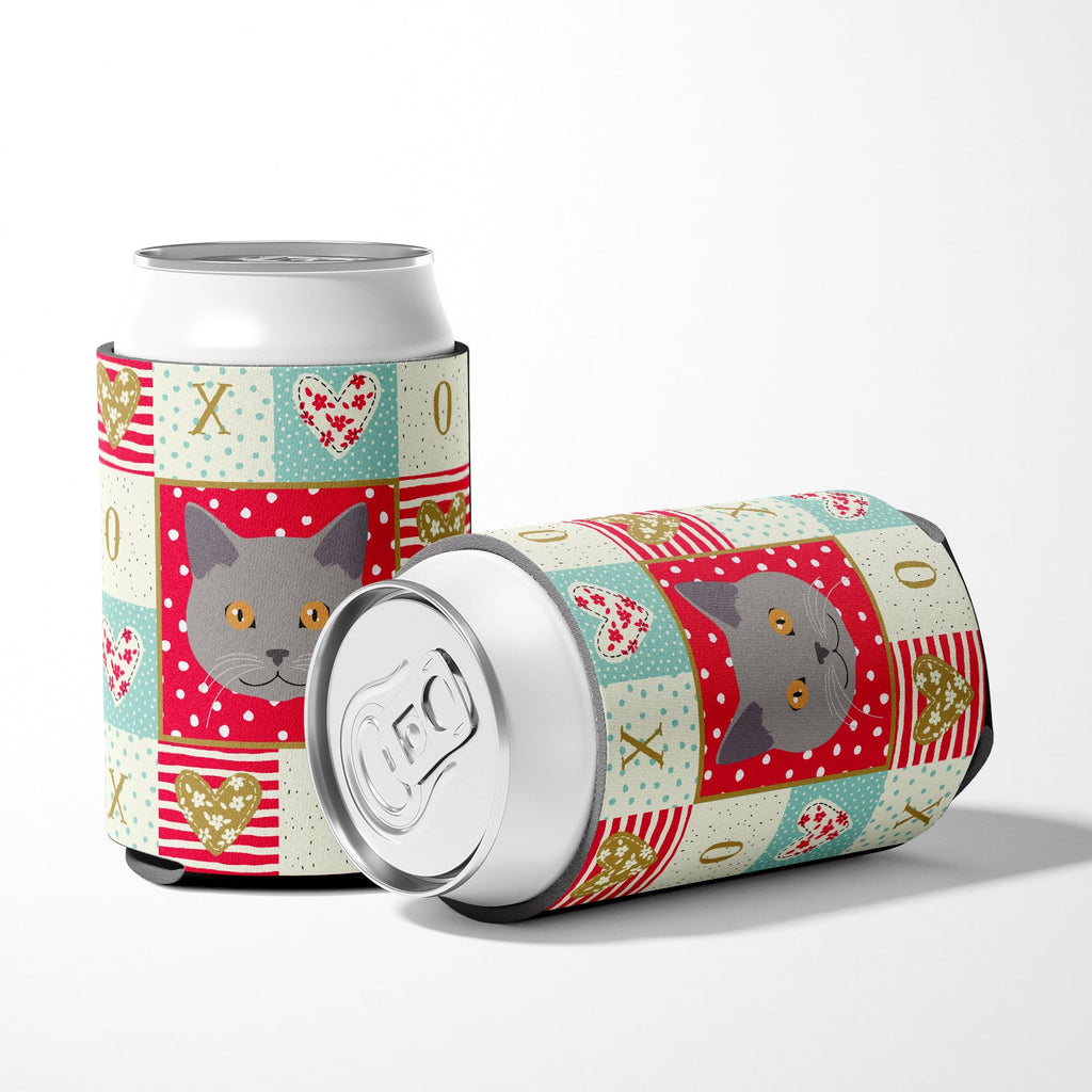 Chartreux Cat Love Can or Bottle Hugger Cooler Sleeve for Standard 12 oz Cans, Insulated Foam Beer & Soda Can Hugger Reusable