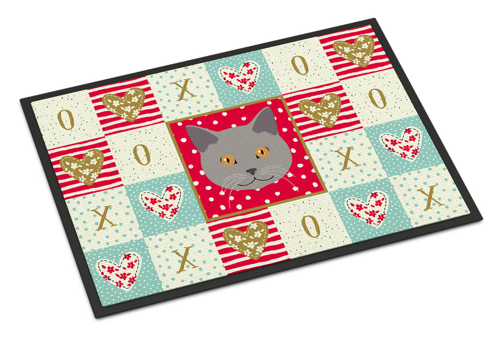 Chartreux Cat Love Doormat Indoor Outdoor 24H X 36W Front Door Mat Rugs for Entryway, Non Slip Washable Low Pile,