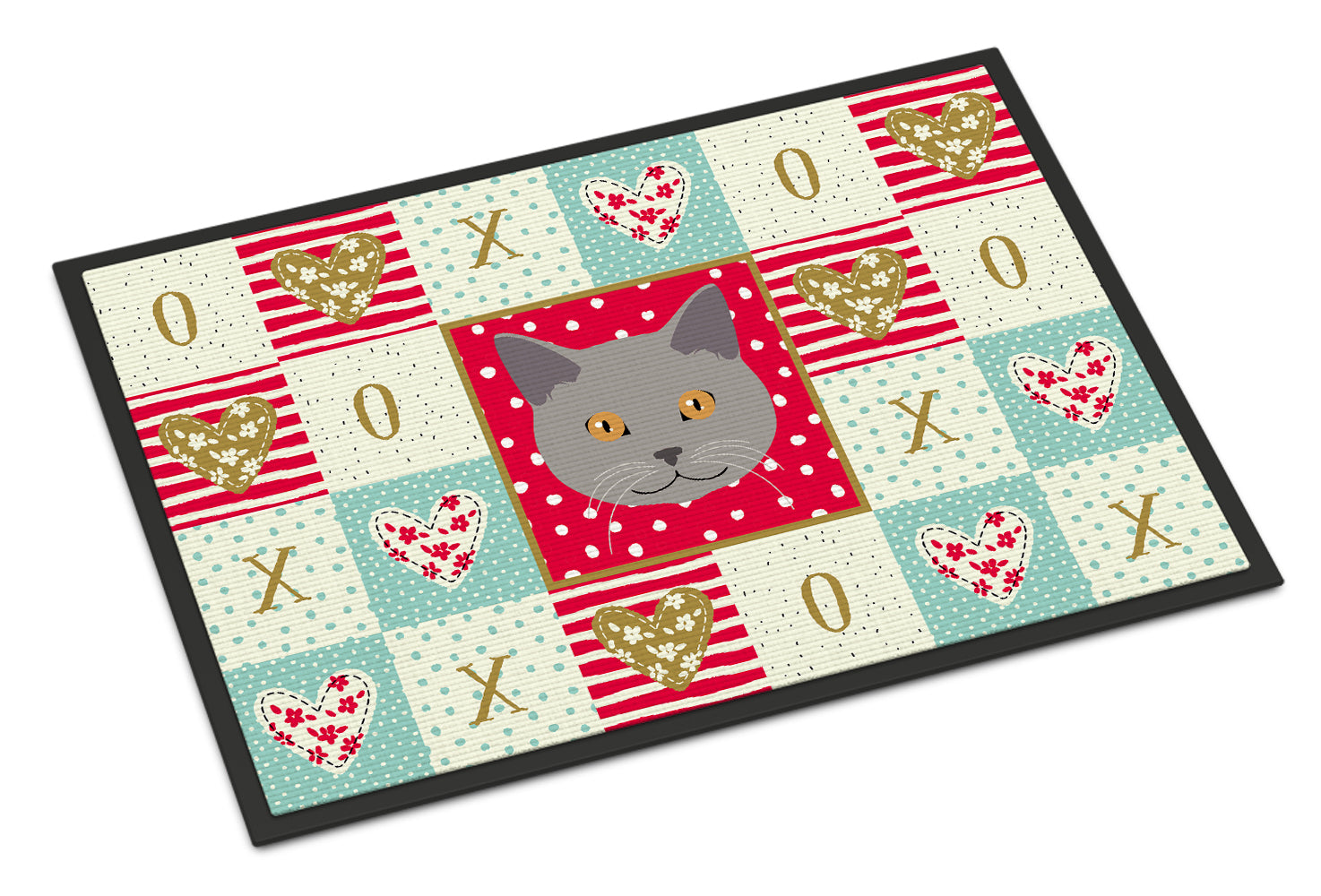 Chartreux Cat Love Doormat Indoor Outdoor 18H X 27W Front Door Mat Rugs for Entryway, Non Slip Washable