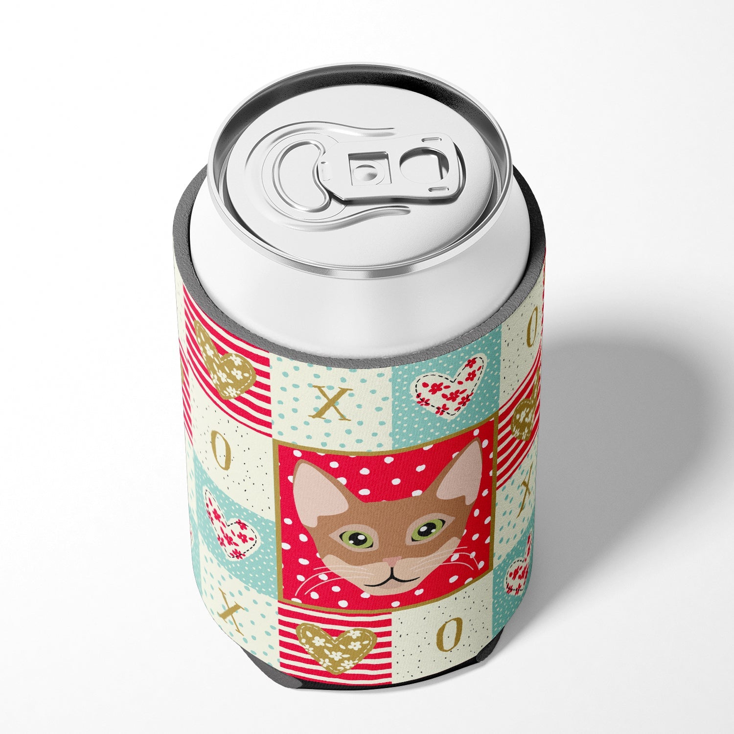 Chausie Cat Love Can or Bottle Hugger Cooler Sleeve for Standard 12 oz Cans, Insulated Foam Beer & Soda Can Hugger Reusable