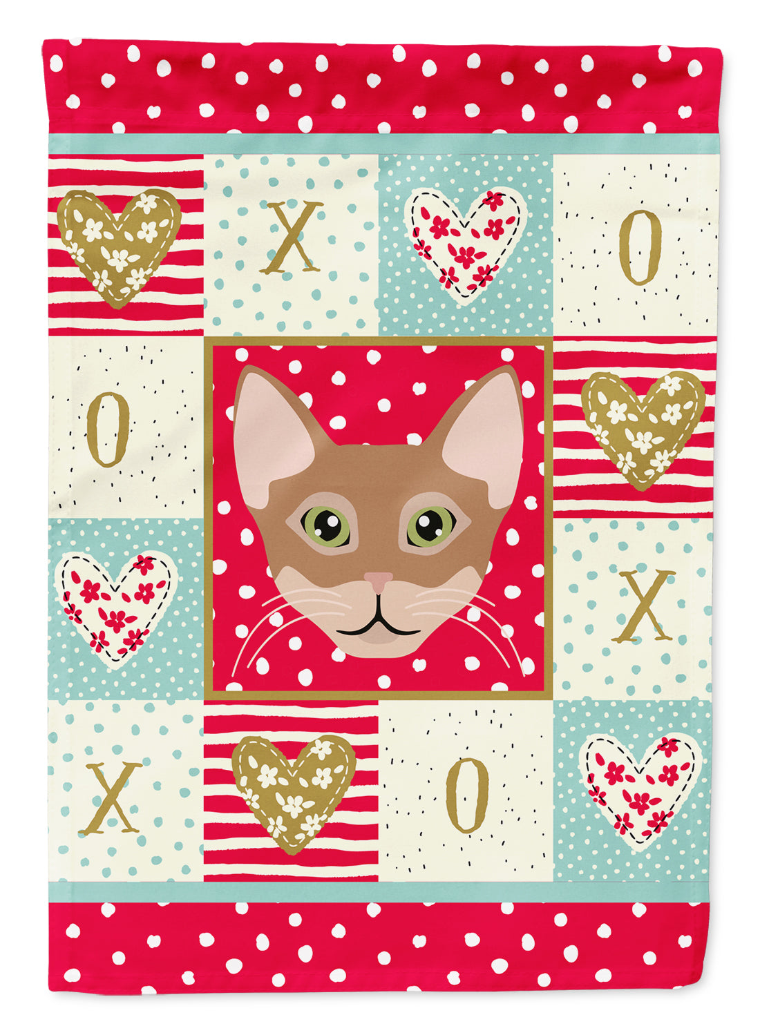 Chausie Cat Love House Flag 28x40 Porch Sleeve Pole Decorative Outside Yard Banner Artwork Wall Hanging, Polyester