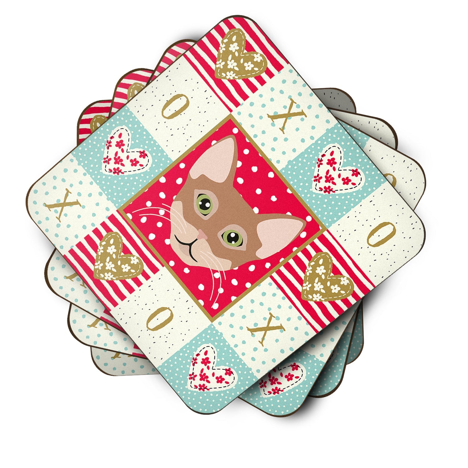 Chausie Cat Love Foam Coasters Set of 4 Cup Coasters for Indoor Outdoor, Tabletop Protection, Anti Slip, Mouse pad Material