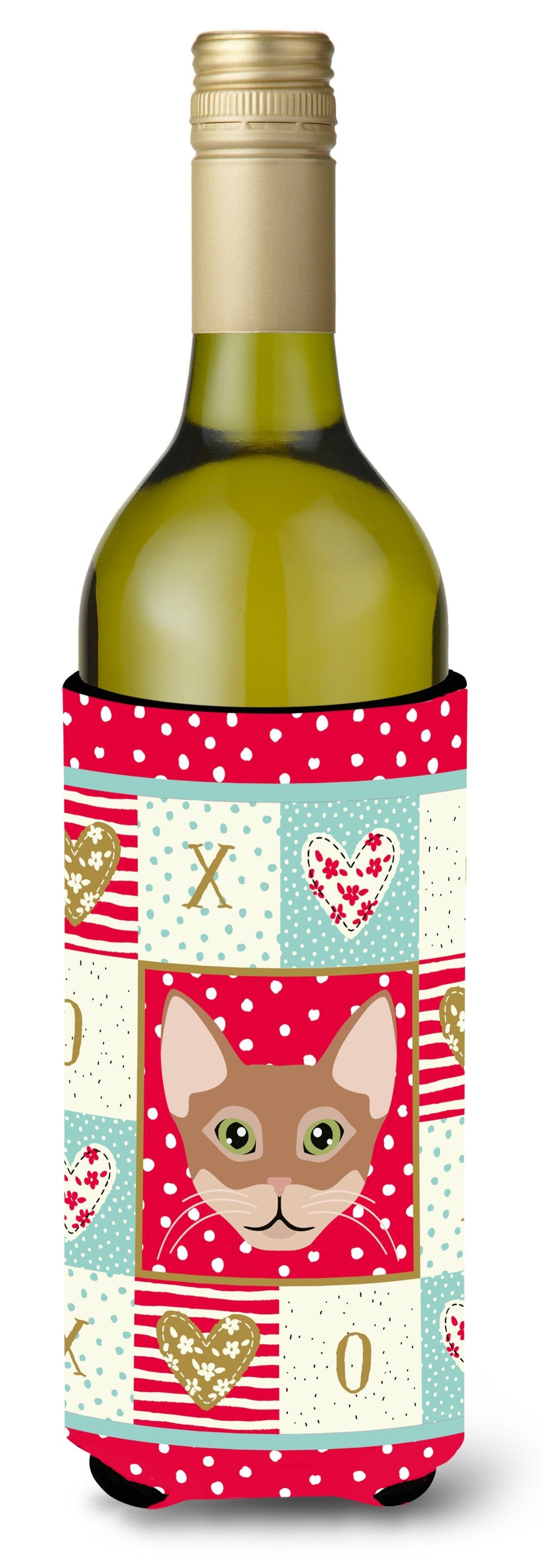 Chausie Cat Love Wine Bottle Hugger Gift Sleeve for Standard 750 ml Bottles, Insulated Reusable Also Fits Mini Shot & Pint Bottles