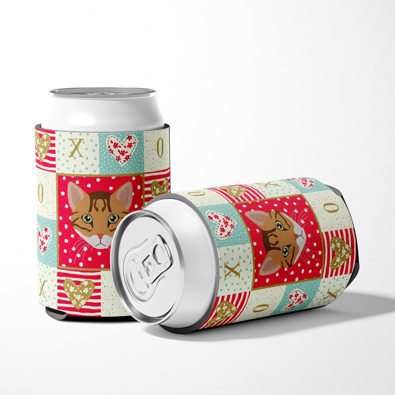 Cheetoh Cat Love Can or Bottle Hugger Cooler Sleeve for Standard 12 oz Cans, Insulated Foam Beer & Soda Can Hugger Reusable