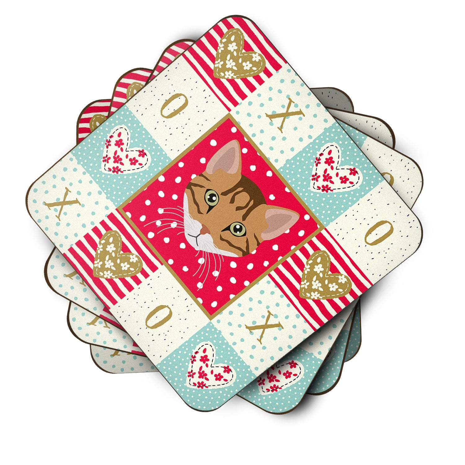 Cheetoh Cat Love Foam Coasters Set of 4 Cup Coasters for Indoor Outdoor, Tabletop Protection, Anti Slip, Mouse pad Material