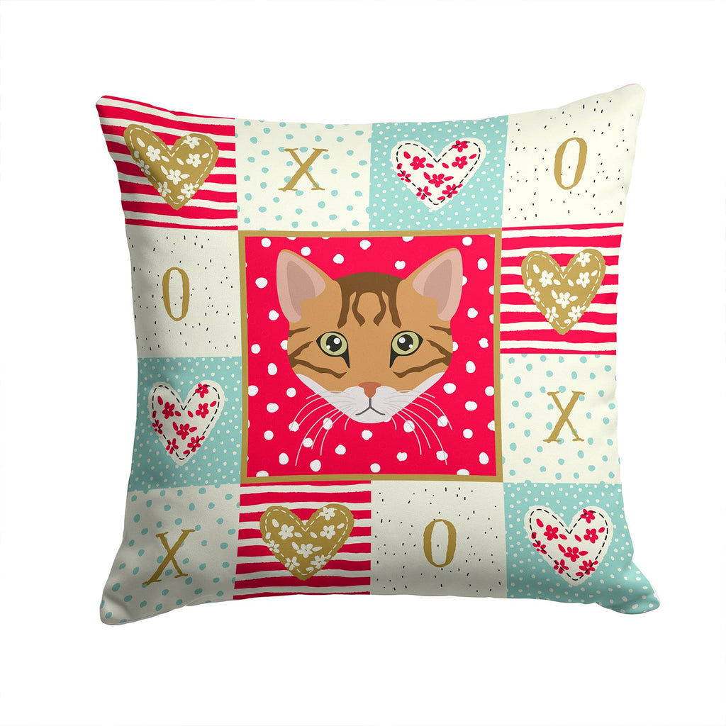 Cheetoh Cat Love Decorative Throw Pillow 14x14 Indoor Outdoor Accent Cushion, Fabric Cover with Insert for Sofa, Bed, Porch & Living Room
