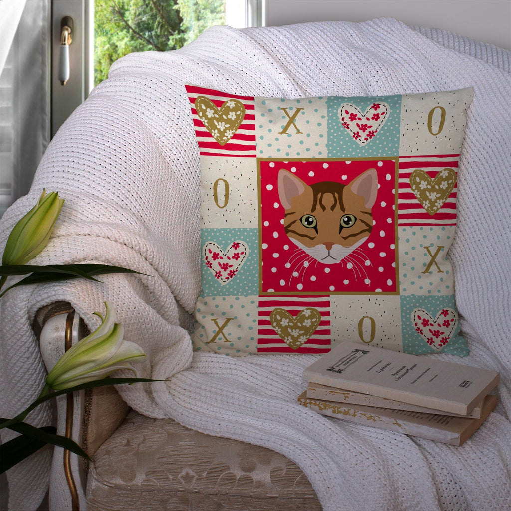 Cheetoh Cat Love Decorative Throw Pillow 14x14 Indoor Outdoor Accent Cushion, Fabric Cover with Insert for Sofa, Bed, Porch & Living Room