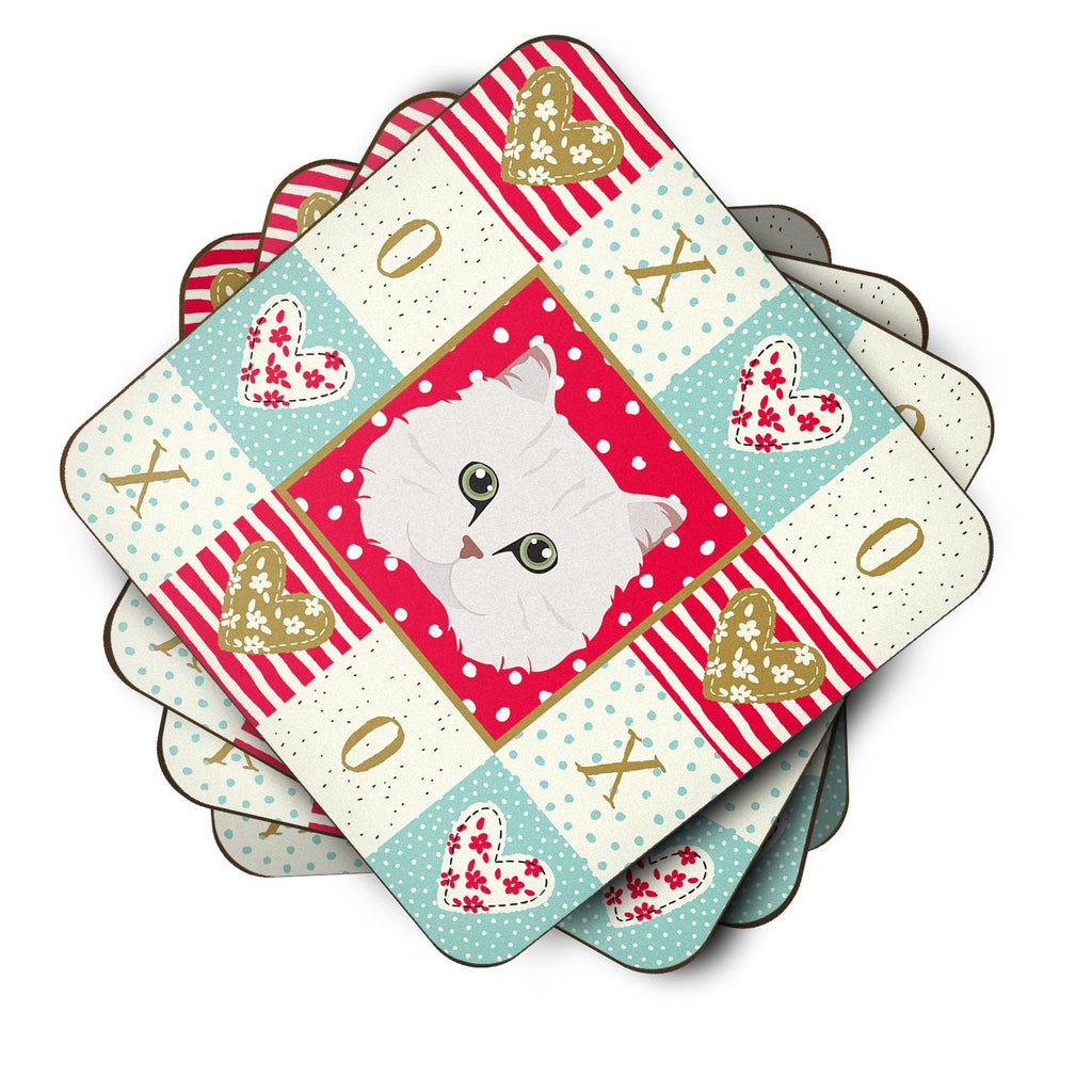 Chinchilla Persian Longhair Cat Love Foam Coasters Set of 4 Cup Coasters for Indoor Outdoor, Tabletop Protection, Anti Slip, Mouse pad Material