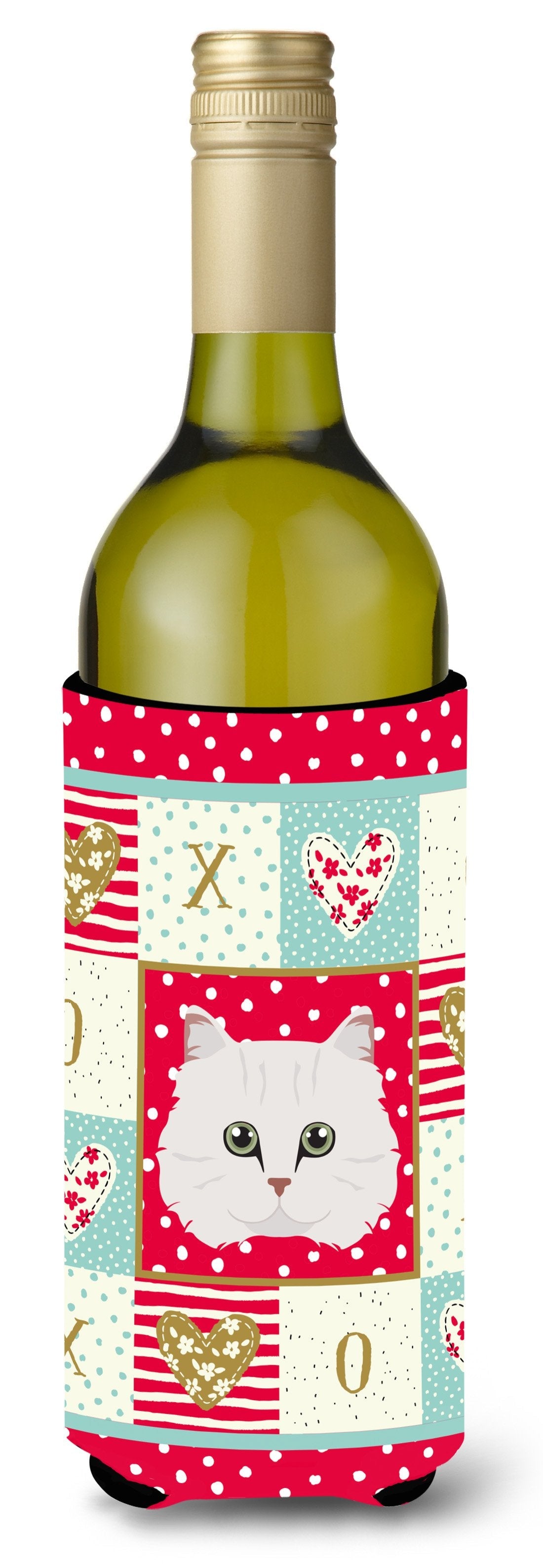 Chinchilla Persian Longhair Cat Love Wine Bottle Hugger Gift Sleeve for Standard 750 ml Bottles, Insulated Reusable Also Fits Mini Shot & Pint Bottles